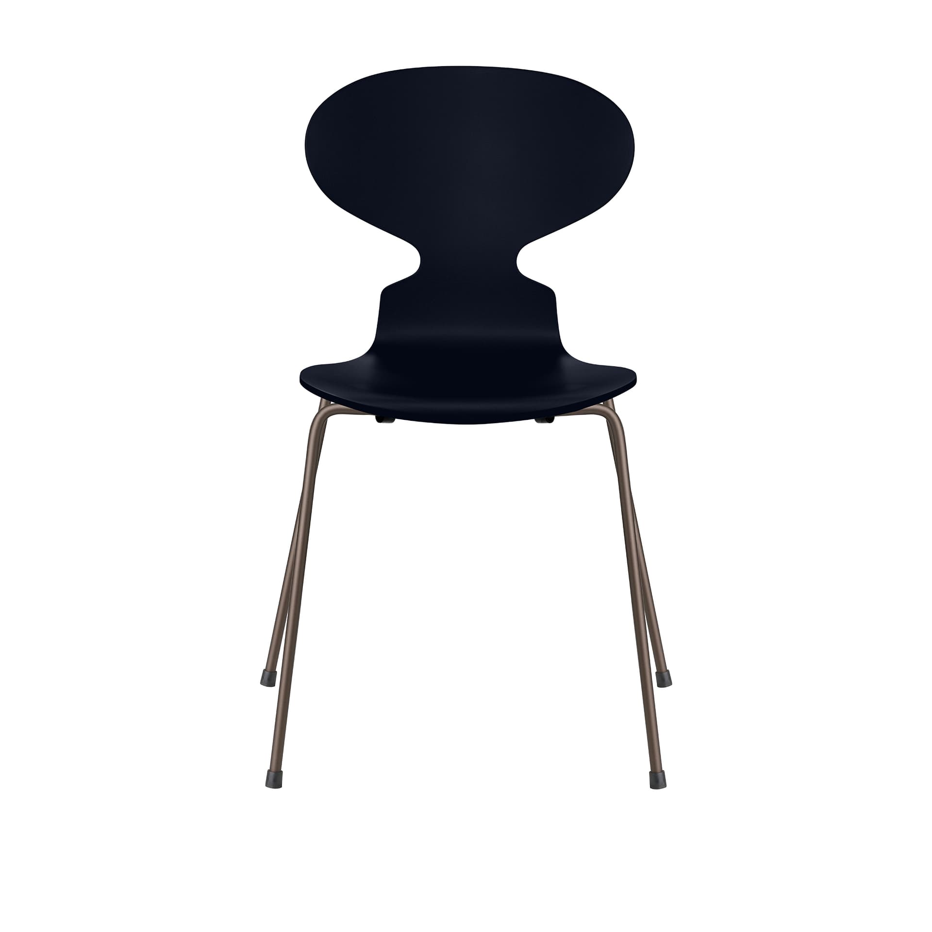 Fritz Hansen - Ant 3101 lakkert bøketrefinér stålstativ brun bronse midnight blue - Spisestoler - Arne Jacobsen - Blå - Metall/Tre