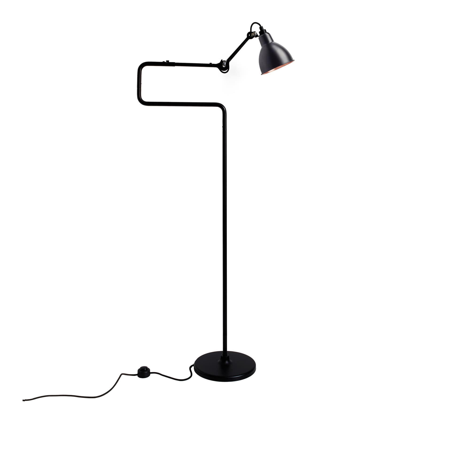 Lampe Gras - 411 Gulvlampe Svart/Svart/Kobber