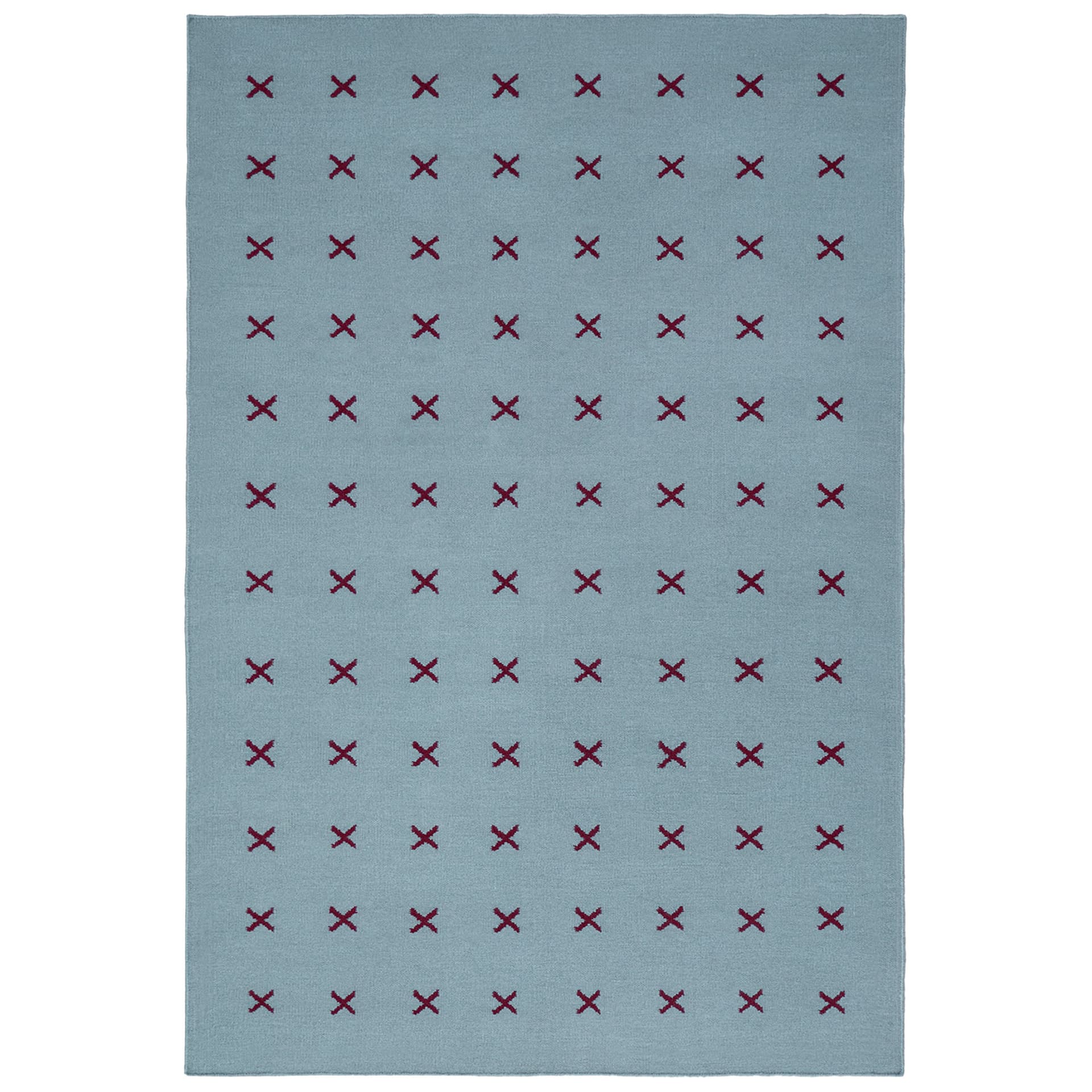 Nordic Knots - Cross Blue/Burgundy 200 x 300 cm - Mønstrede tepper - Blå - Ull