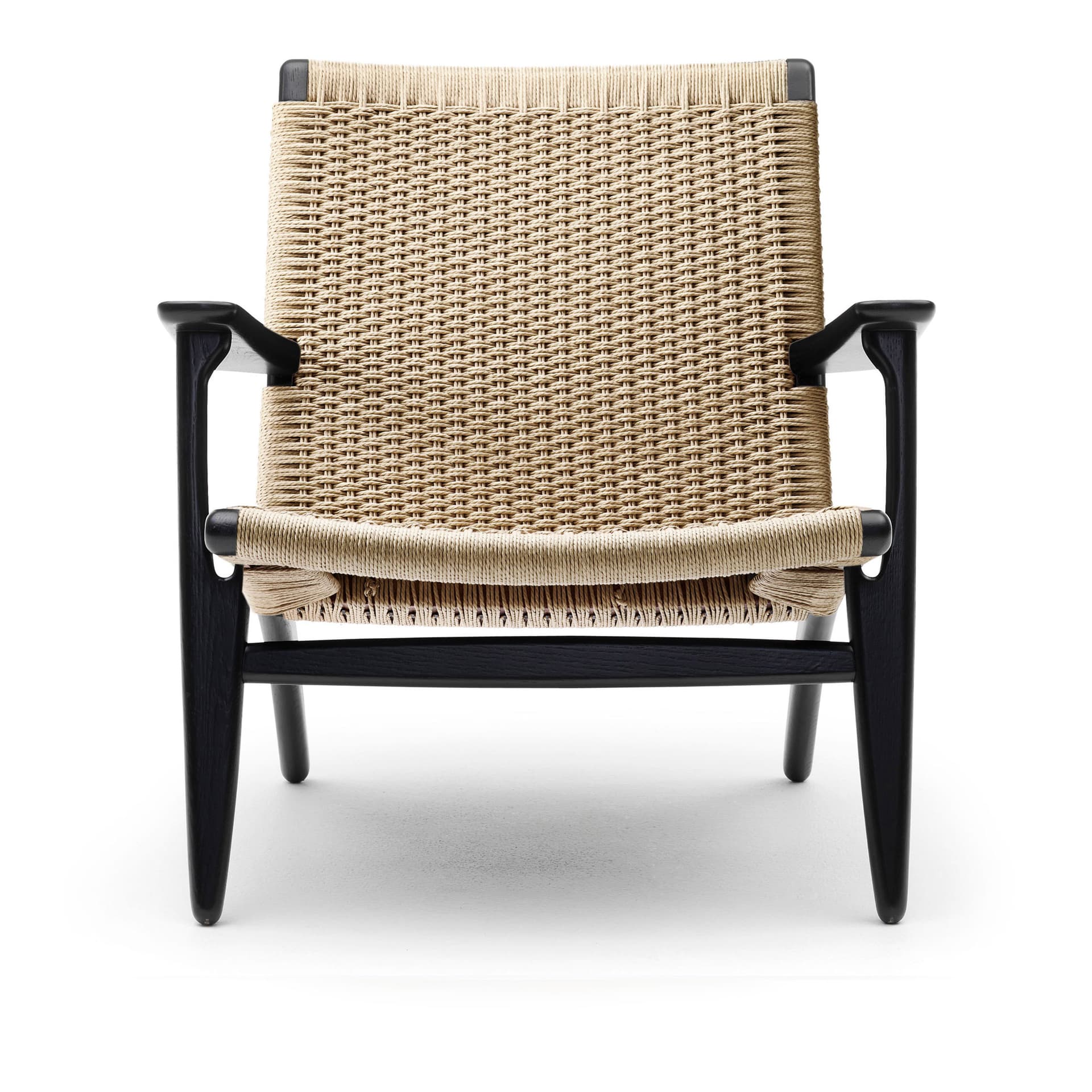 Carl Hansen - CH25, Svartlackad Ek, Naturflätat papperssnöre - Lenestoler - Hans J. Wegner - Tre farget - Naturlig materiale/Tre