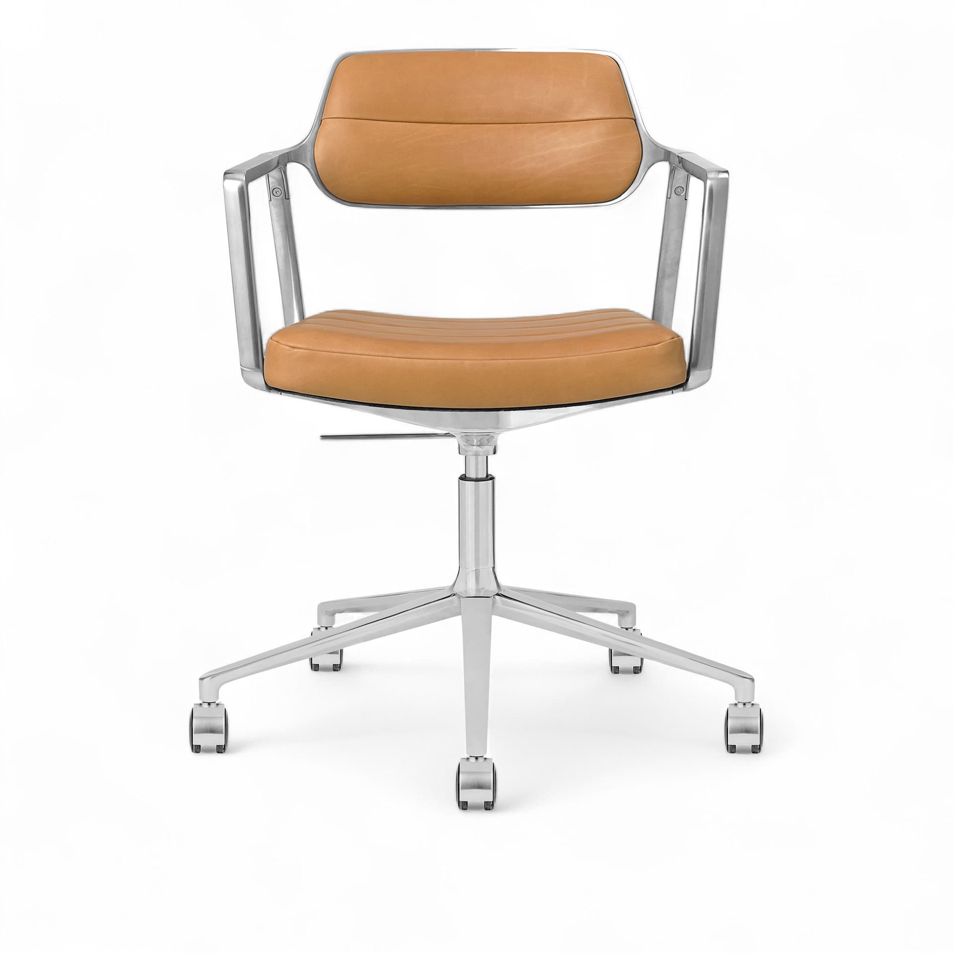 Vipp - Vipp453+ kontorstol med hjul polerad ram med camel läder - Kontorstoler - Brun