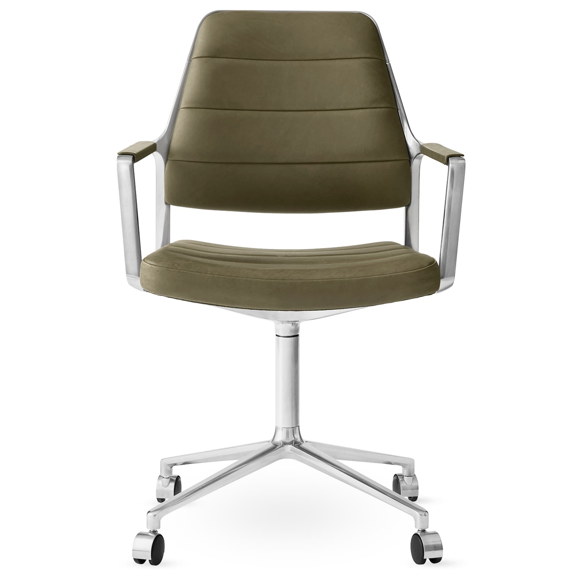 Vipp - Vipp455 Swivel chair, polished, castors, Bosco leather - Kontorstoler
