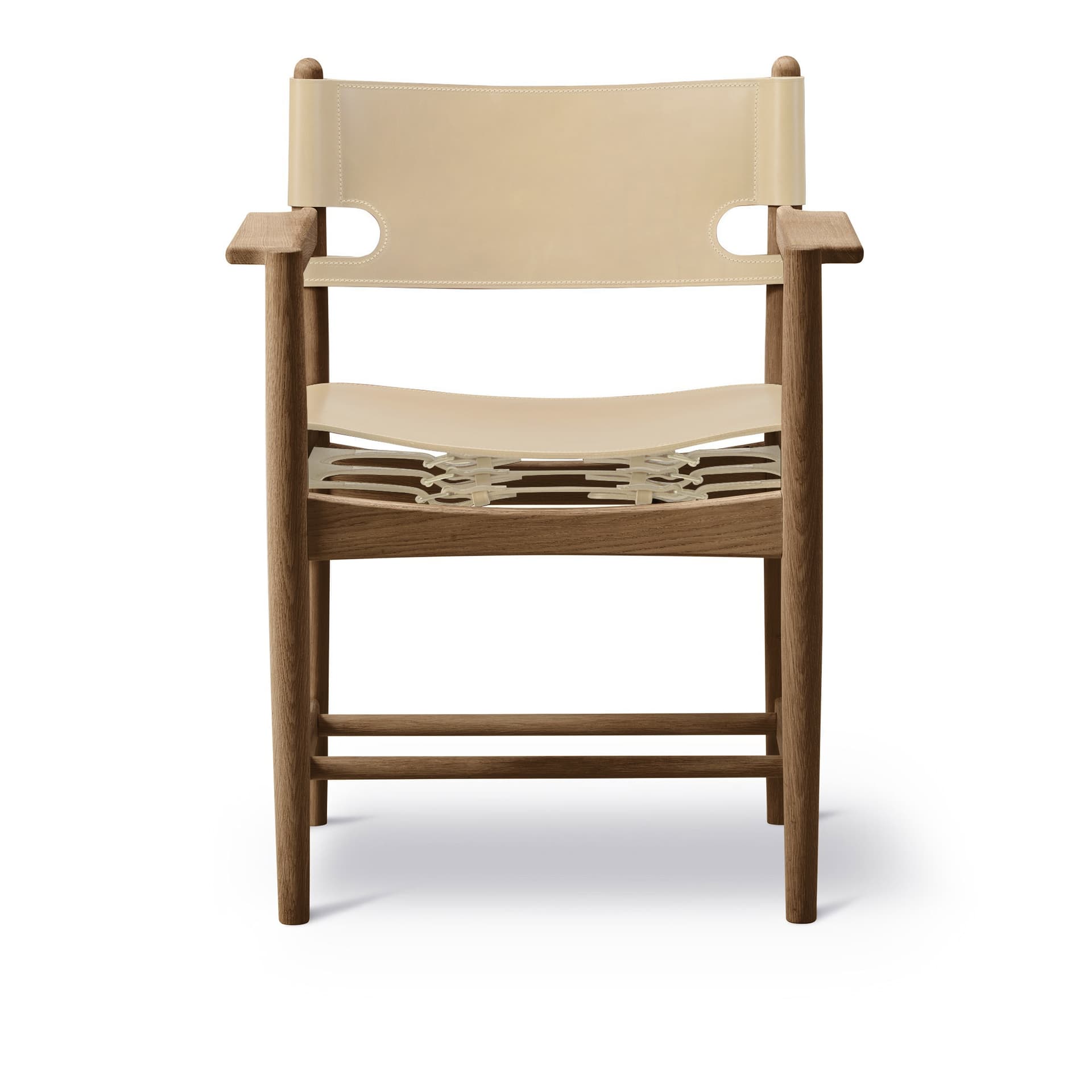 Fredericia Furniture - The Spanish Dining Armchair, Smoked oak,  Natural leather - Spisestoler - Børge Mogensen - Beige - Lær/Tre