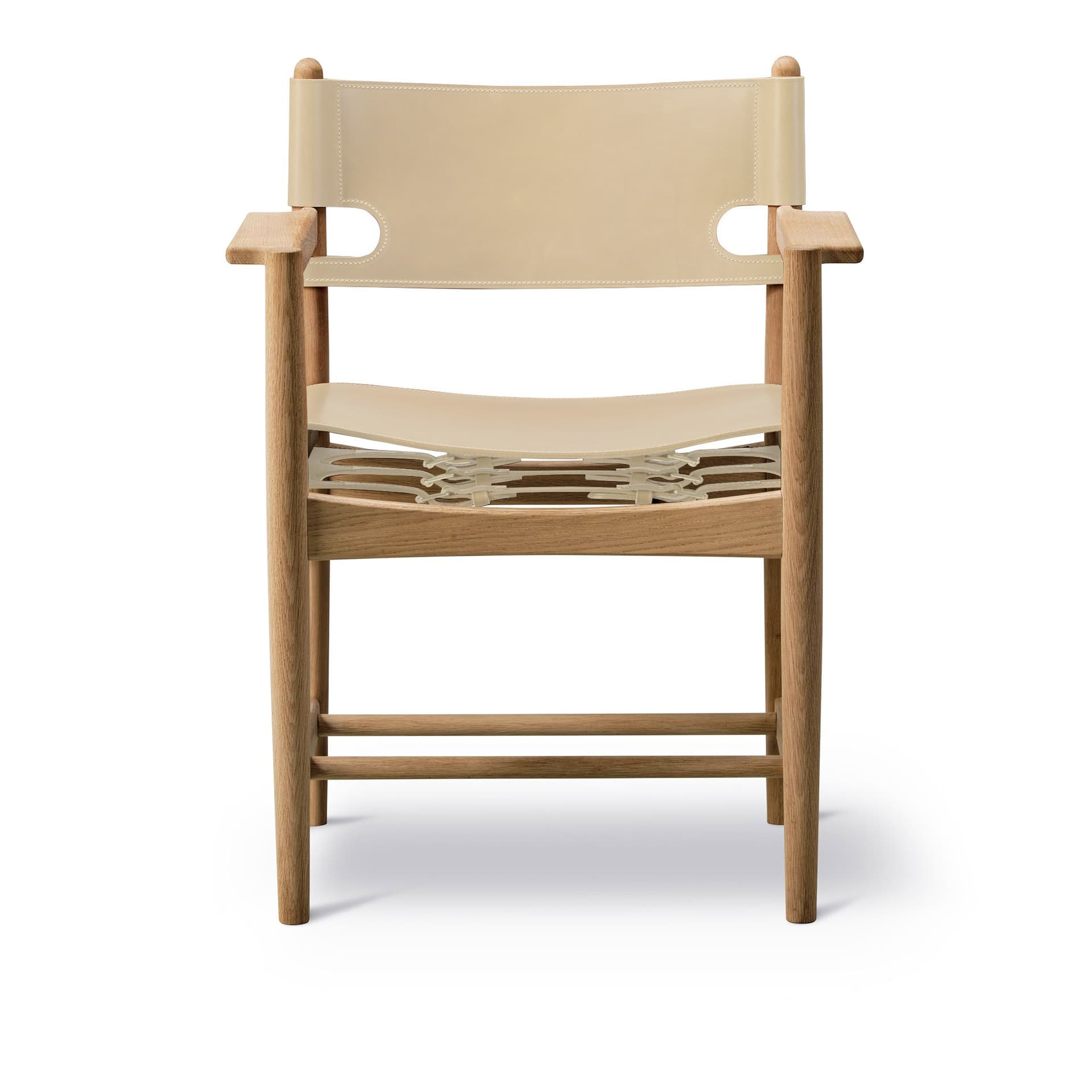 Fredericia Furniture - The Spanish Dining Armchair, Oak oiled,  Natural leather - Spisestoler - Børge Mogensen - Beige - Lær/Tre