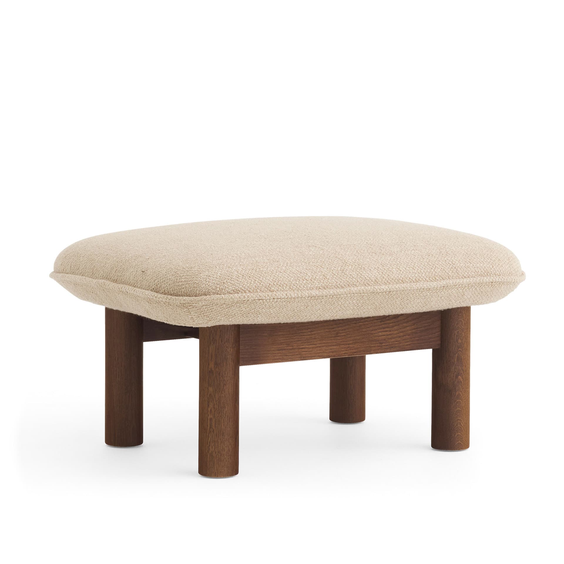 Audo Copenhagen - Brasilia Ottoman Solid Oak Dark stained Fabric Cat. 0 Boucle Col. 02, - Puffer - Anderssen & Voll - Tre farget - Tre/Tekstilmateriale/Skum