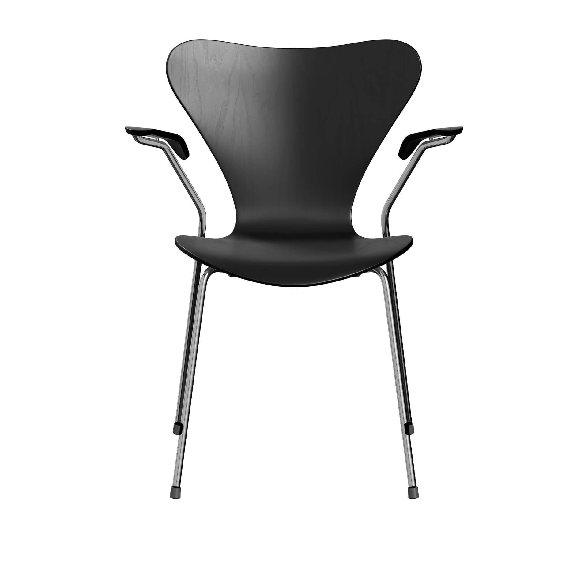 Fritz Hansen - 3207 Sjuan, Färgad askfanér, Svart - Spisestoler - Arne Jacobsen - Svart - Metall/Tre