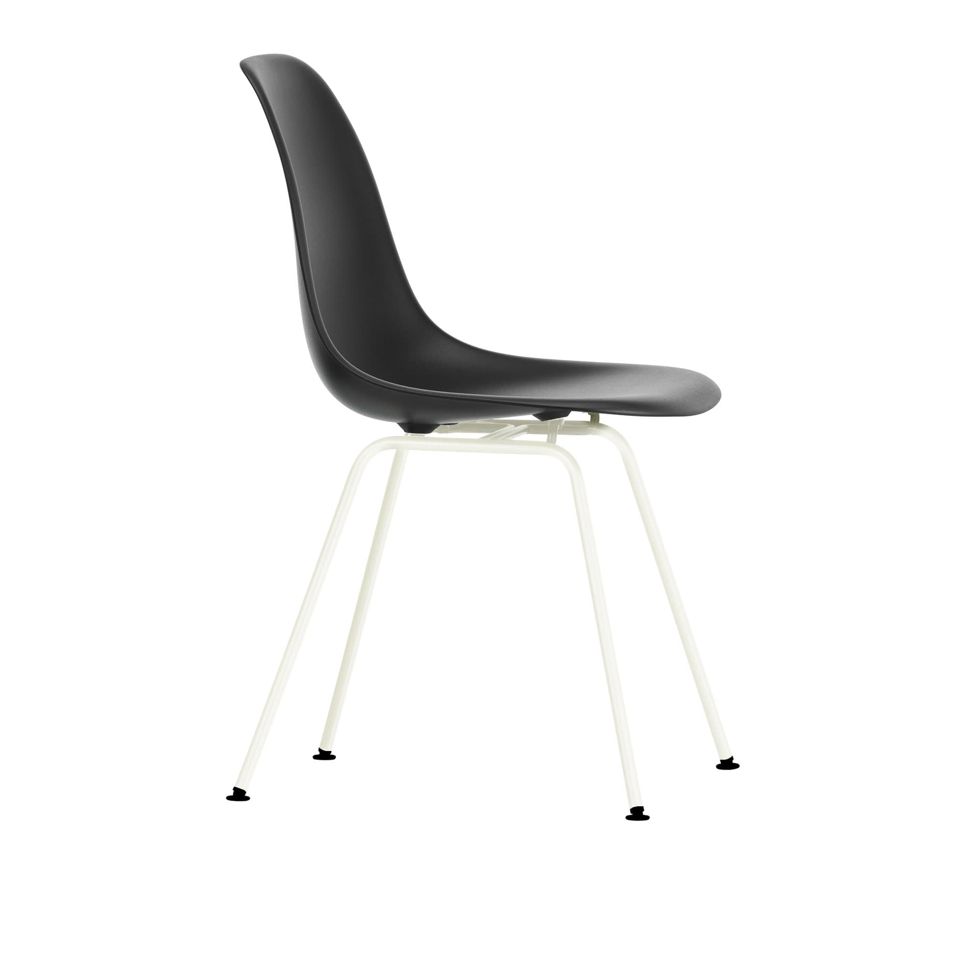 Vitra - Eames Plastic Chair DSX - 12 Deep Black - White Base - Spisestoler - Charles & Ray Eames - Svart - Metall/Plast