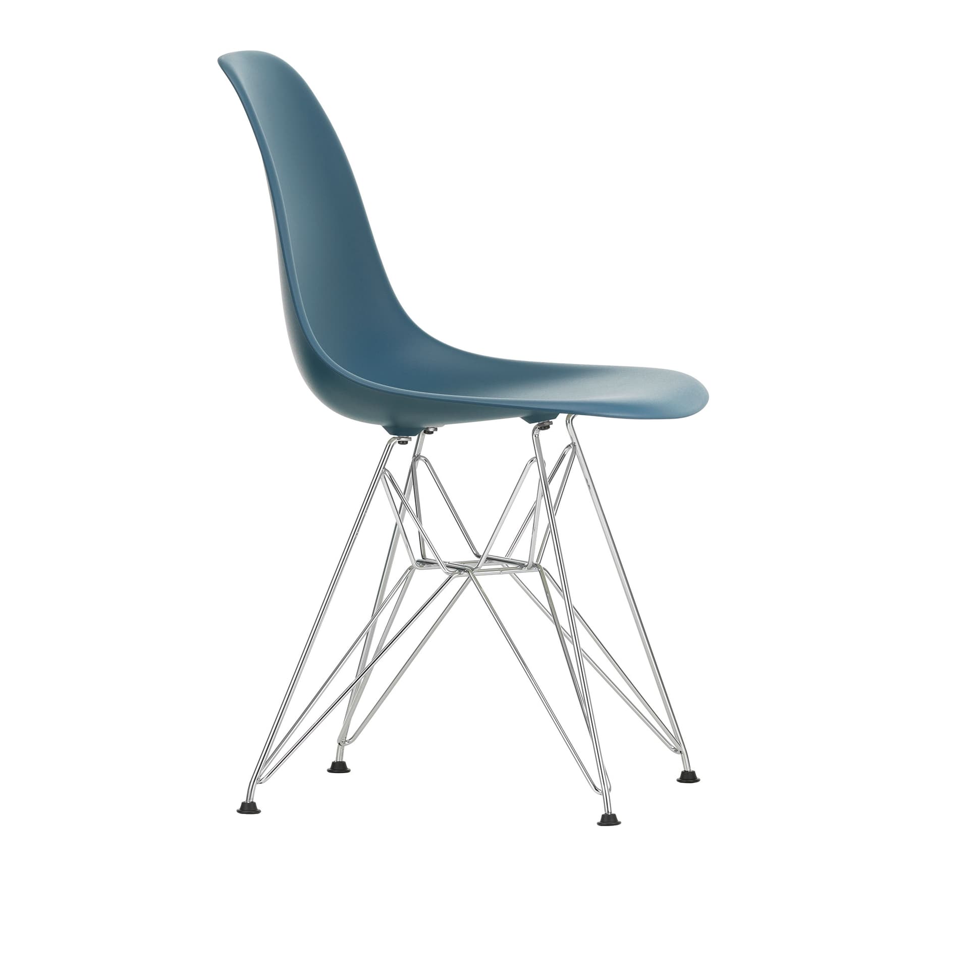 Vitra - Eames Plastic Chair DSR - 83 Sea Blue/Chrome Base - Spisestoler - Charles & Ray Eames - Blå - Metall/Plast