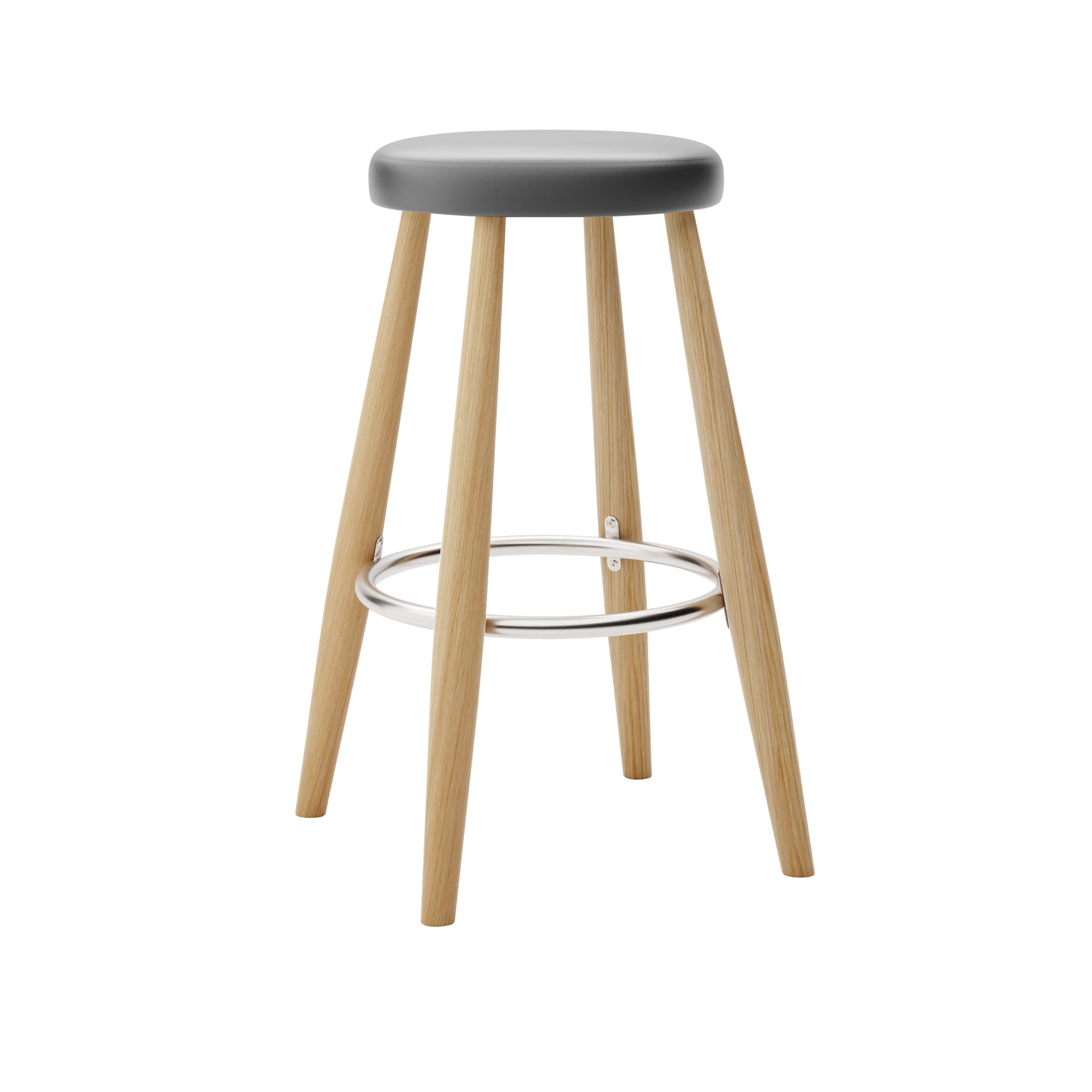 Carl Hansen - CH58 Low Stool, Oljad Ek, Lädergrupp A Loke - 7150 - Barstoler & barkrakker - Hans J. Wegner - Tre farget - Lær/Metall/Tre