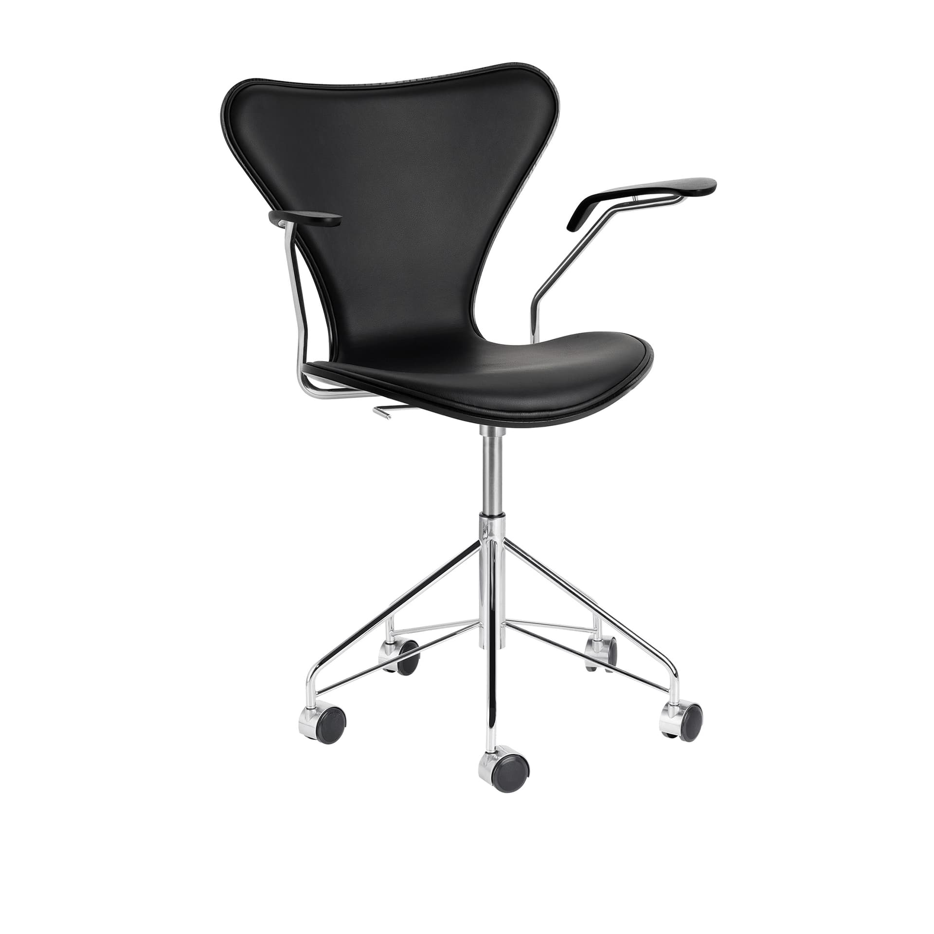 Fritz Hansen - Sjuan 3217 Framsidesklädd Läder Essential Black - Kontorstoler - Arne Jacobsen - Svart