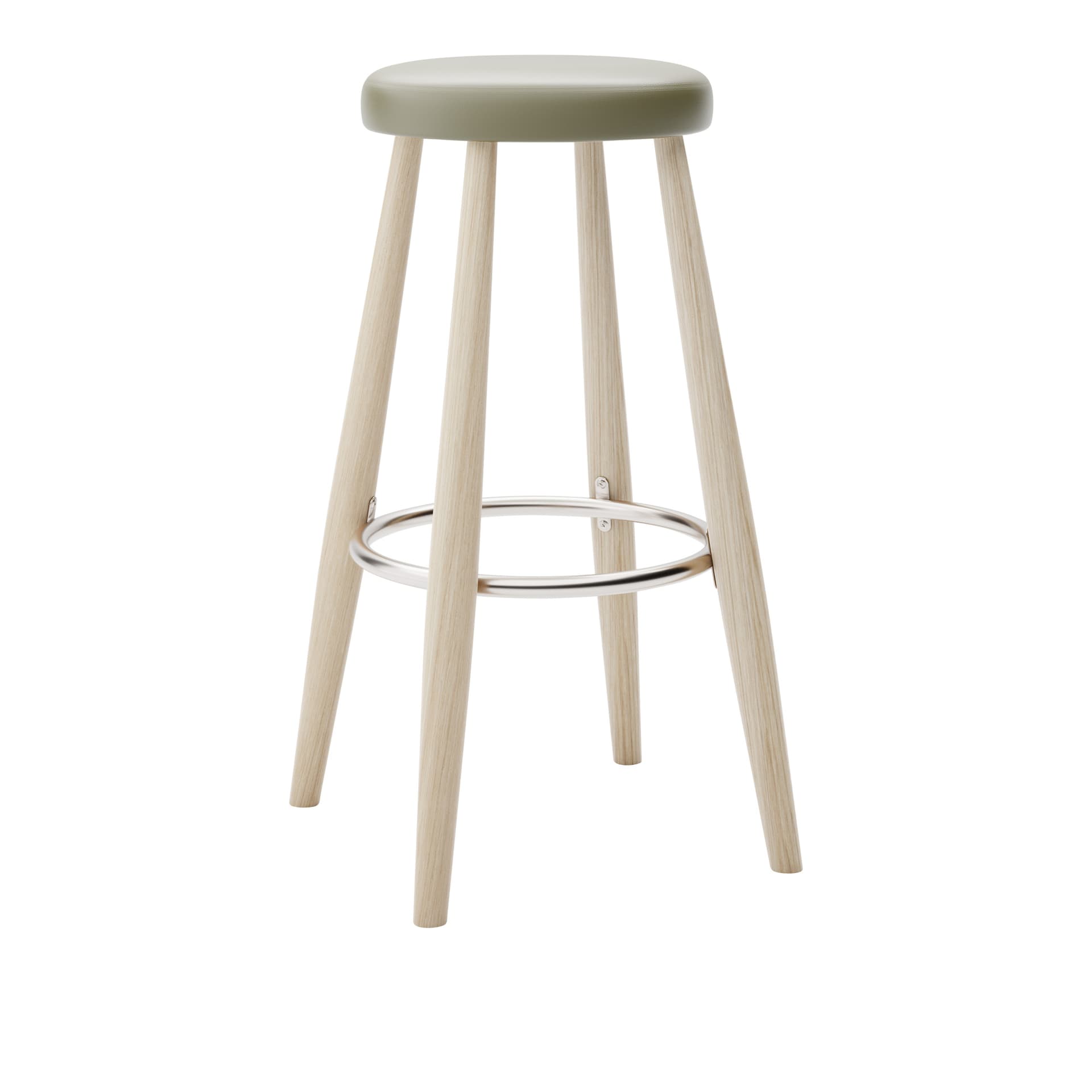 Carl Hansen - CH56 High Stool, Tvålad Ek, Lädergrupp A Loke - 7240 - Barstoler & barkrakker - Hans J. Wegner - Tre farget - Lær/Metall/Tre