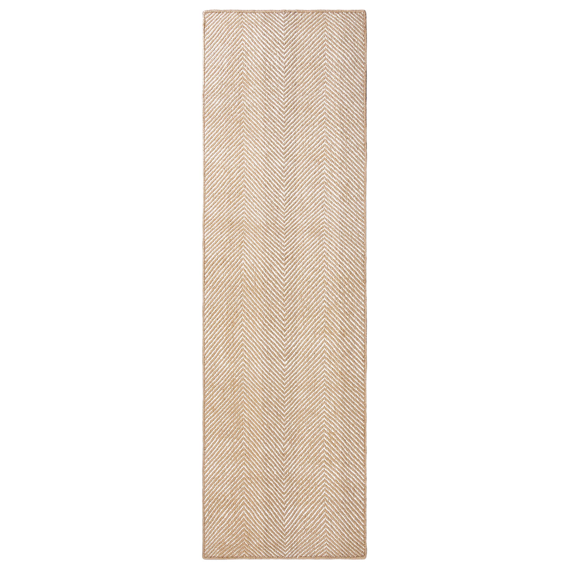 Nordic Knots - Jute Herringbone Natural/Cream 75x250 cm - Ensfargede tepper - Beige - Jute