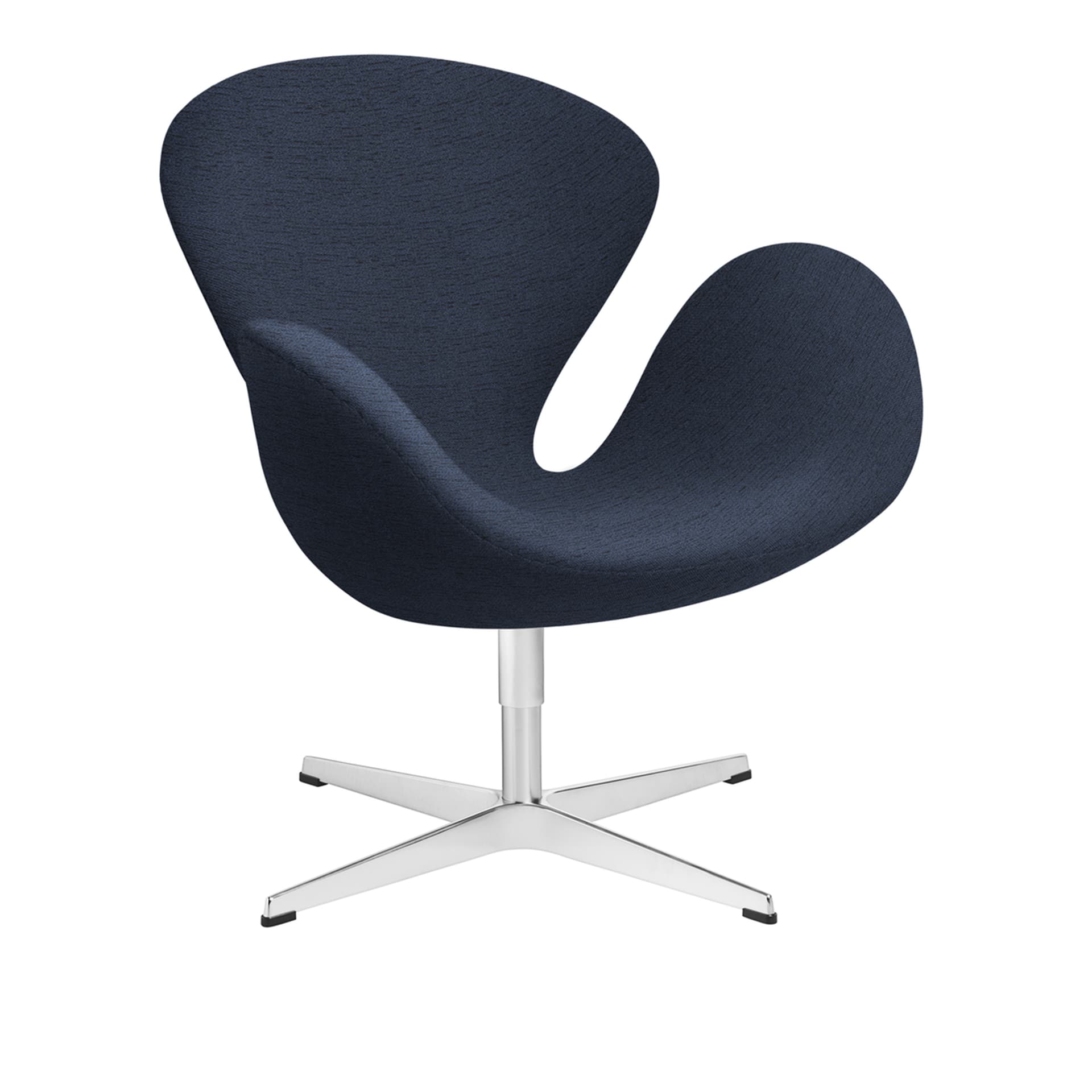 Fritz Hansen - 3320 Svanen Fåtölj, Blue 1154 Christianshavn Fabric, Snurrbar stjärnfot - Svingbare lenestoler - Arne Jacobsen - Blå - Metall/Skum/Ull