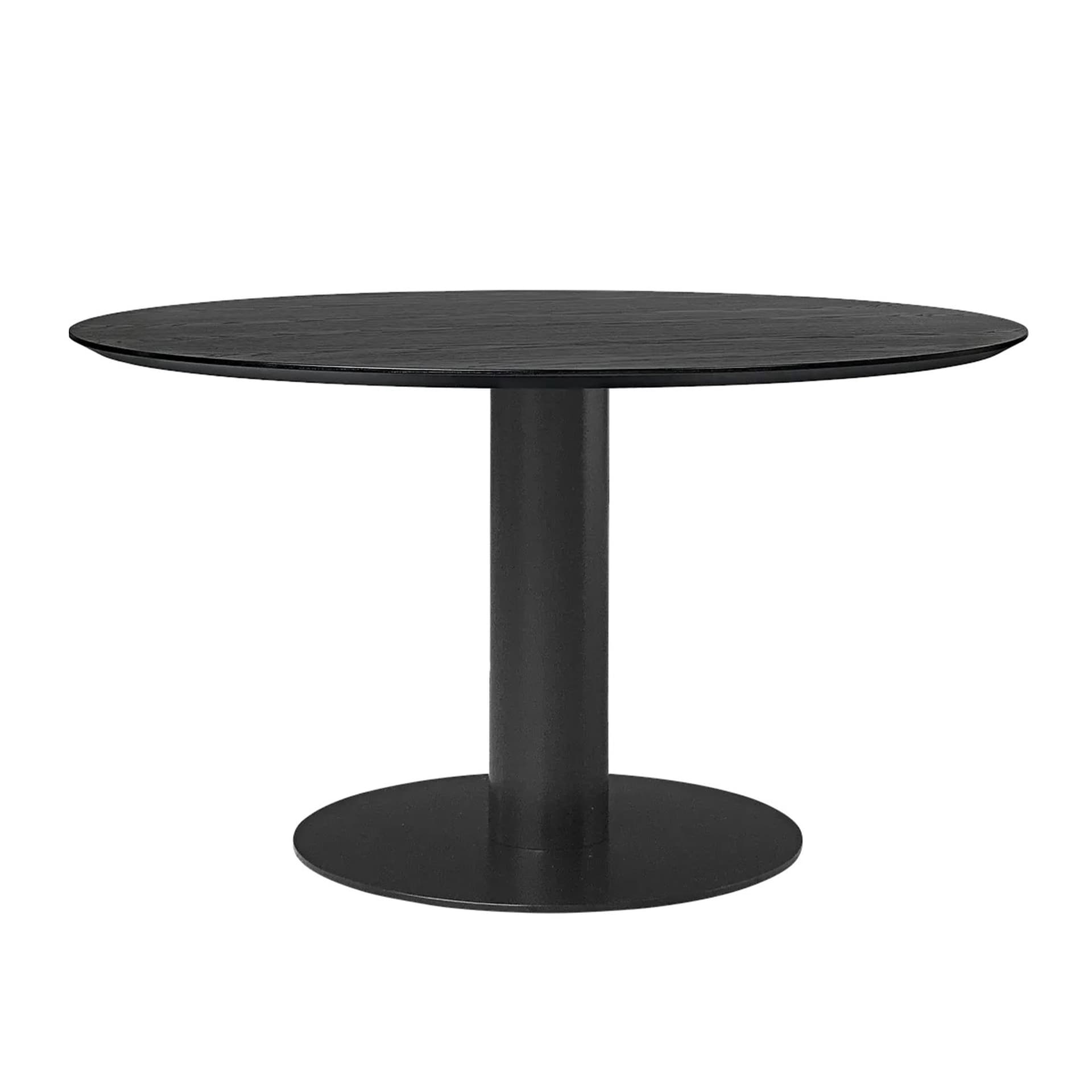 Gubi - GUBI 2.0 Dining Table, Ø 130 cm, Skiva: Trä - Svartbetsad ask, Bas: Svart - Spisebord - Svart - Metall/Tre