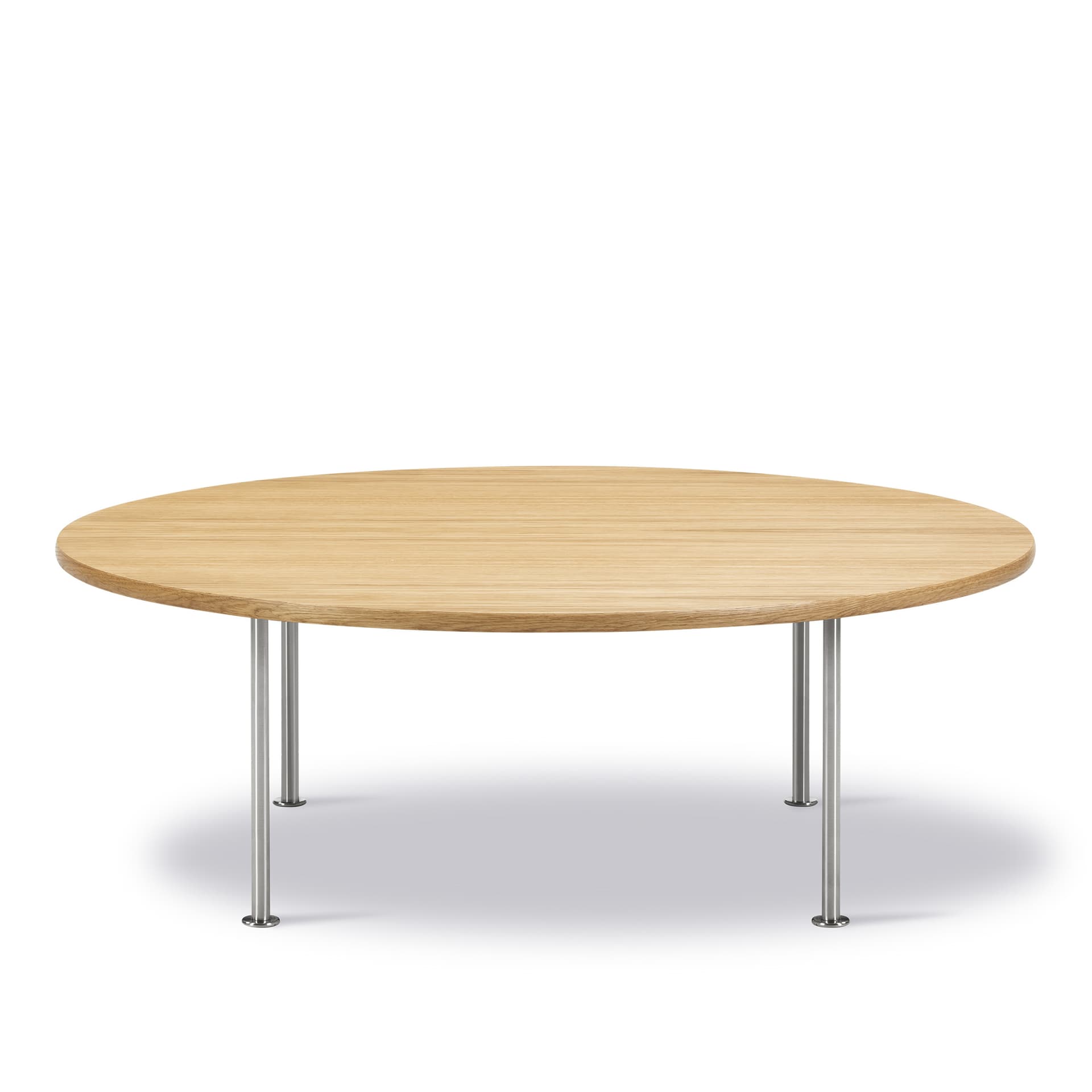Fredericia Furniture - Wegner Ox Table Ø120 cm - Oak oil - Brushed stainless steel - 41 cm - Sofabord - Hans J. Wegner - Tre farget - Tre