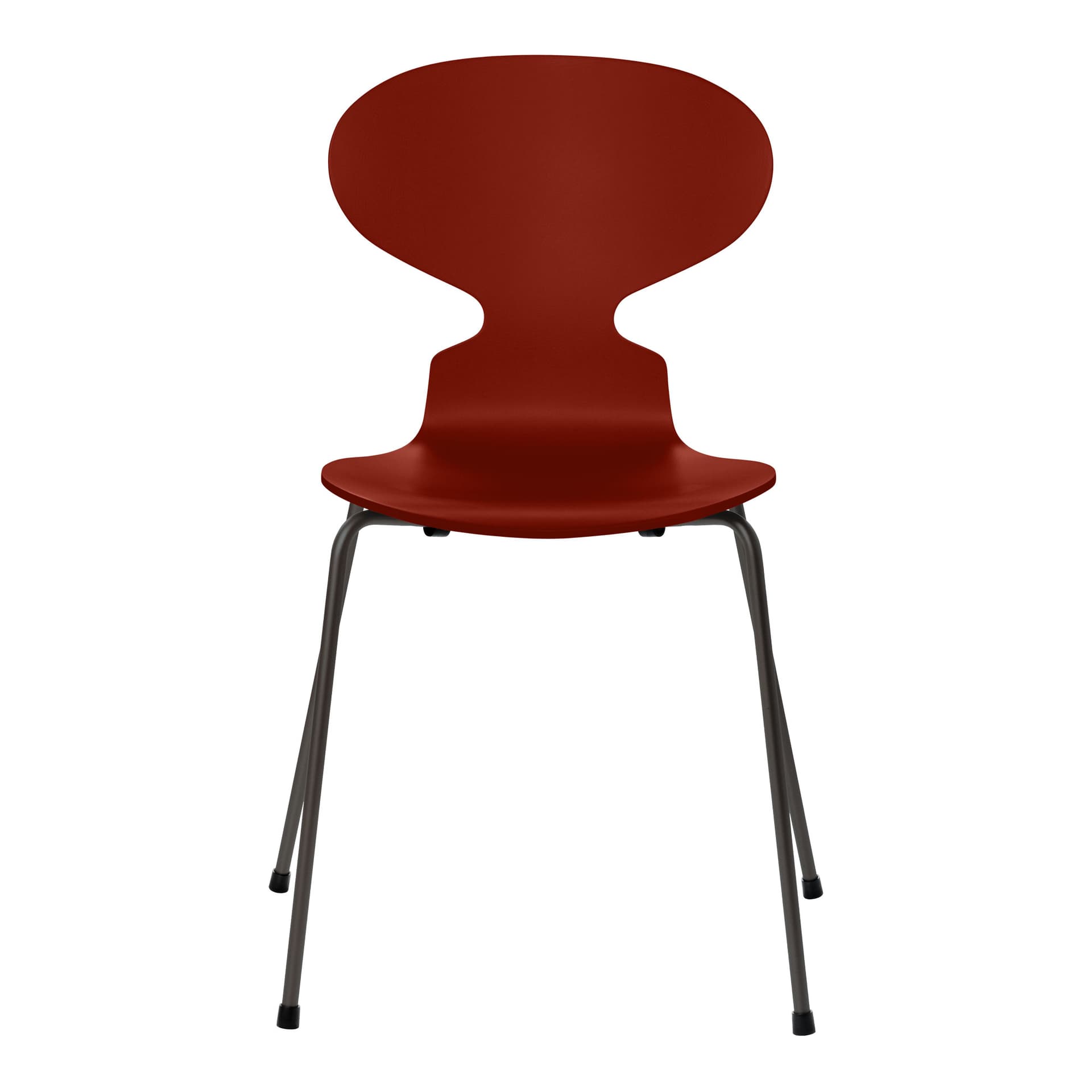 Fritz Hansen - Ant 3101 lakkert bøketrefinér stålstativ varm grafitt venetian red - Spisestoler - Arne Jacobsen - Rød - Metall/Tre