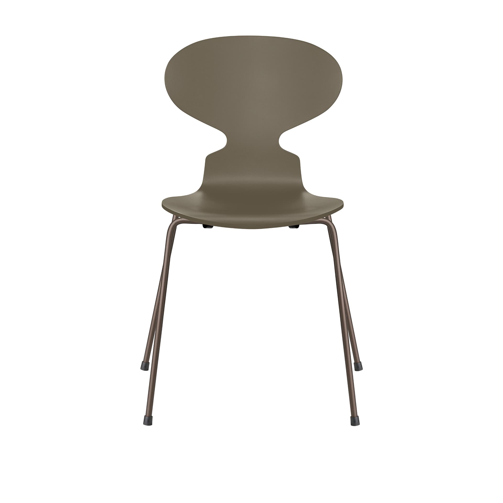 Fritz Hansen - Ant 3101 lakkert bøketrefinér stålstativ brun bronse olive green - Spisestoler - Arne Jacobsen - Grønn - Metall/Tre