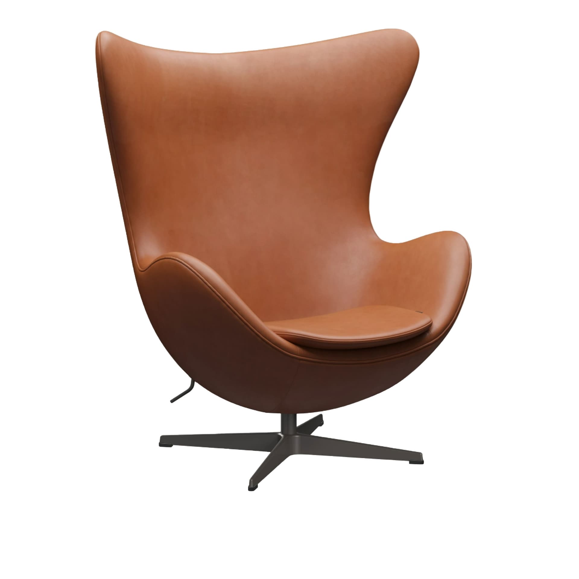 Fritz Hansen - 3316 Ägget, Grace Walnut Leather Warm graphite - Svingbare lenestoler - Arne Jacobsen - Lær/Metall/Skum