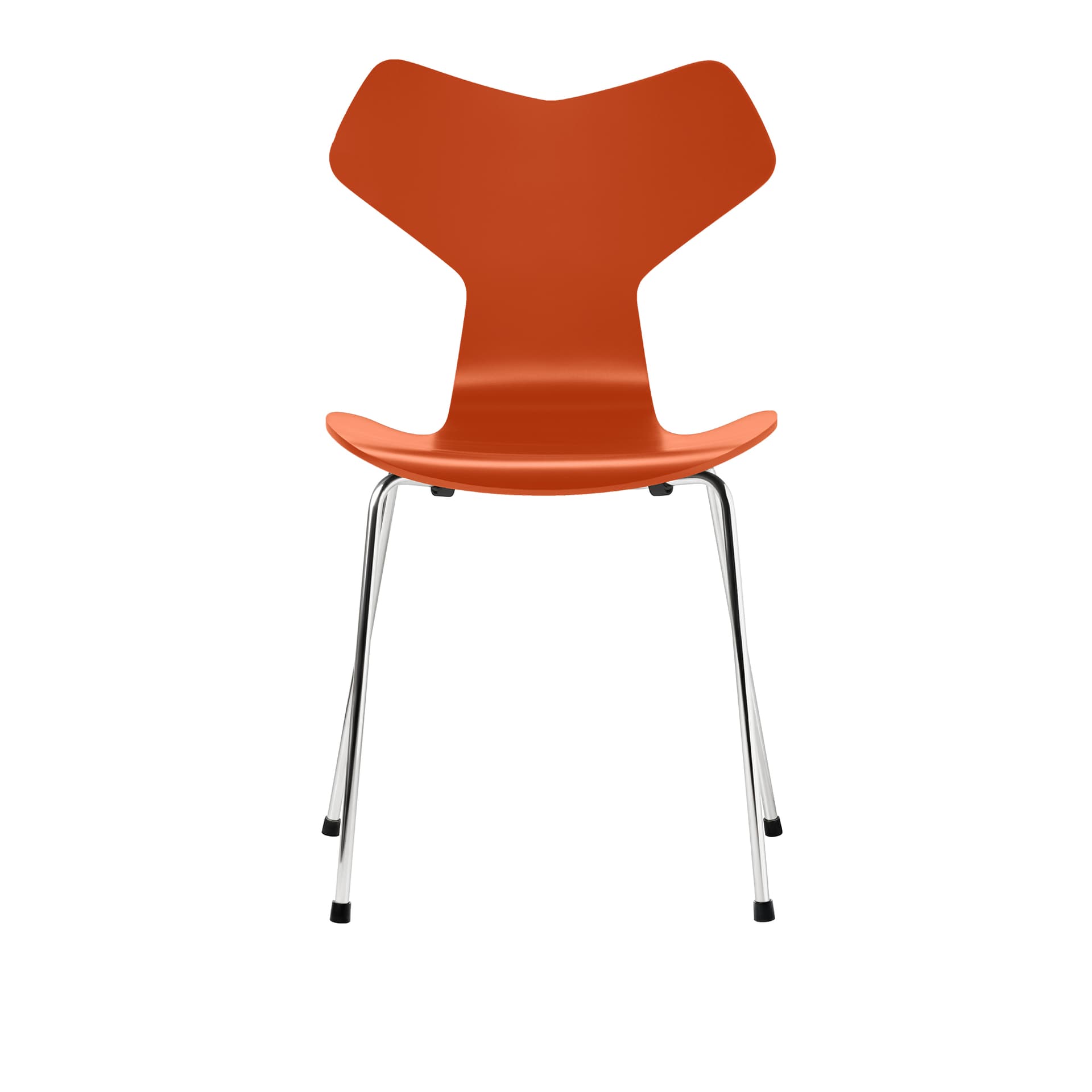 Fritz Hansen - 3130 Grand Prix, Lackad, Paradise Orange, Underrede Förkromat Stål - Spisestoler - Arne Jacobsen - Oransje - Metall/Tre
