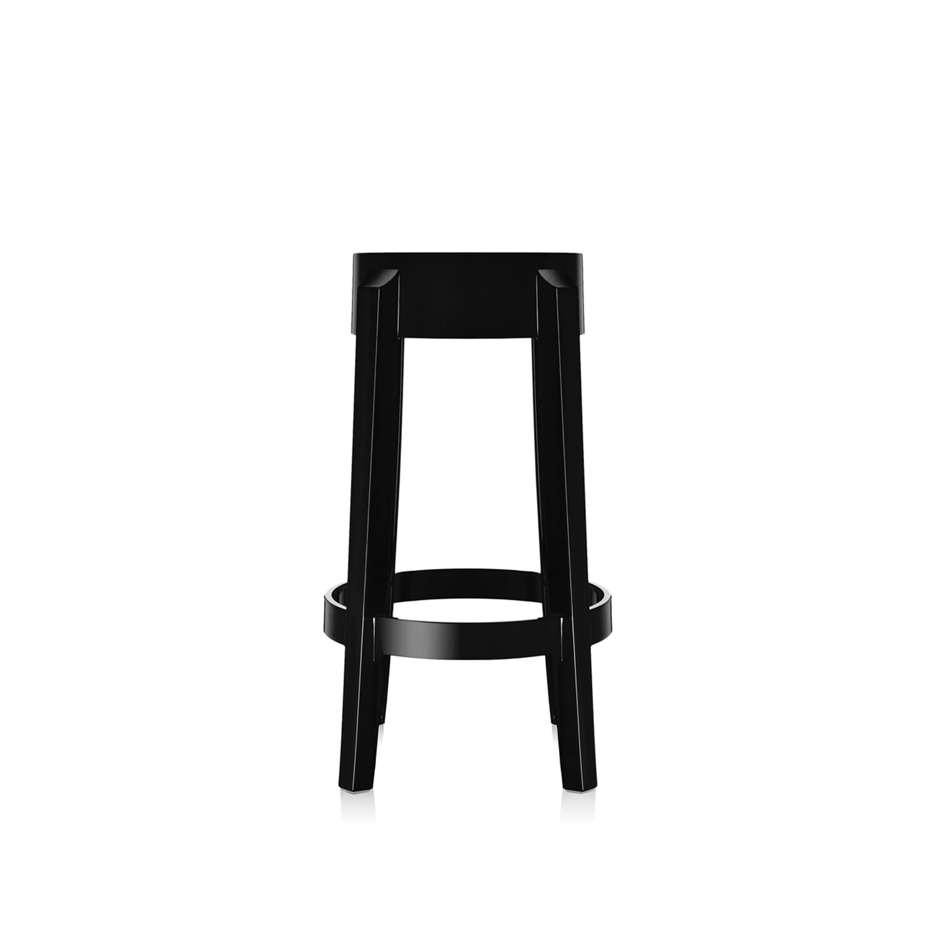 Kartell - Charles Ghost Stool 4898, Glossy Black, H: 65 - Barstoler & barkrakker - Philippe Starck - Svart - Plast