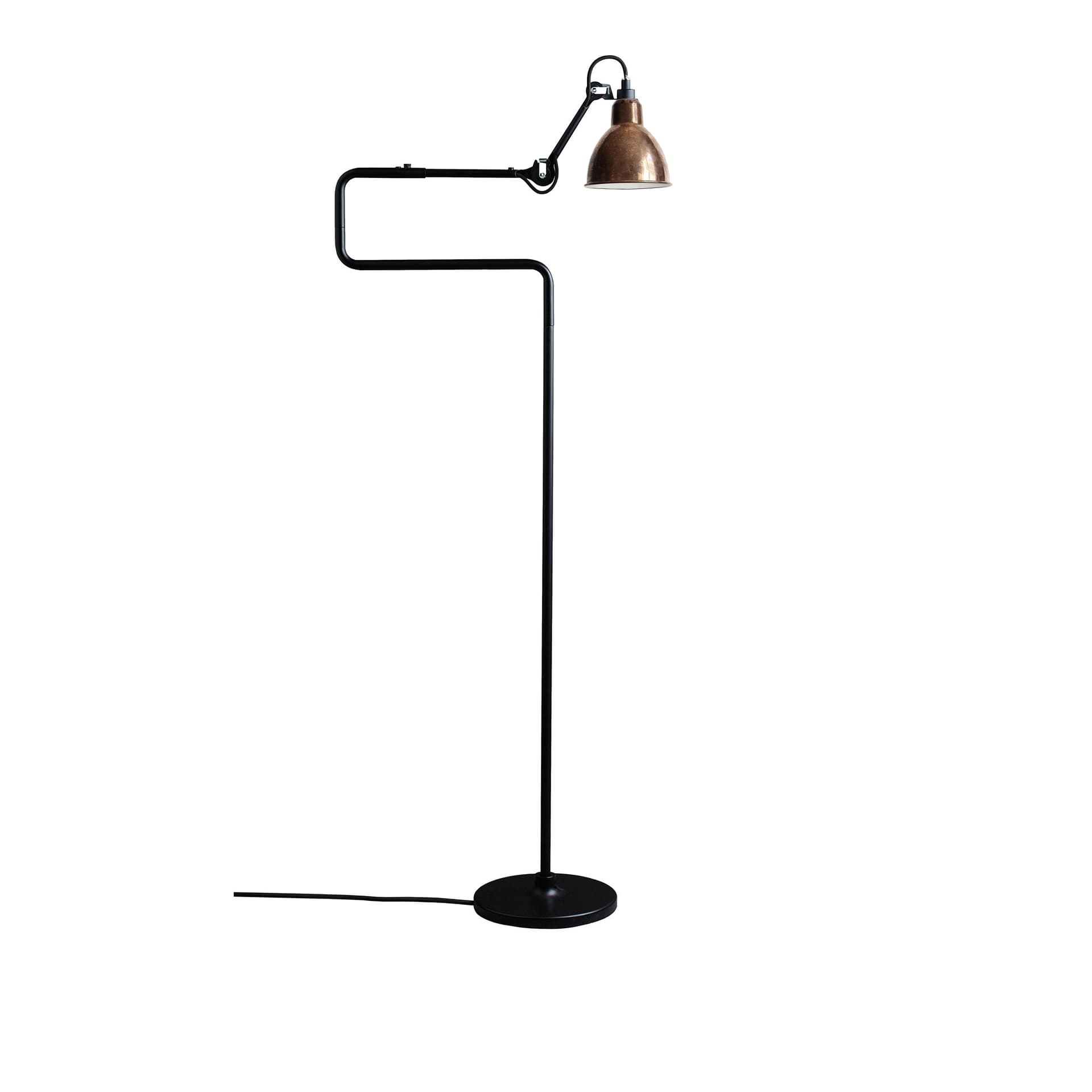 Lampe Gras - 411 Golvlampe Svart/Raw Kobber/Hvit