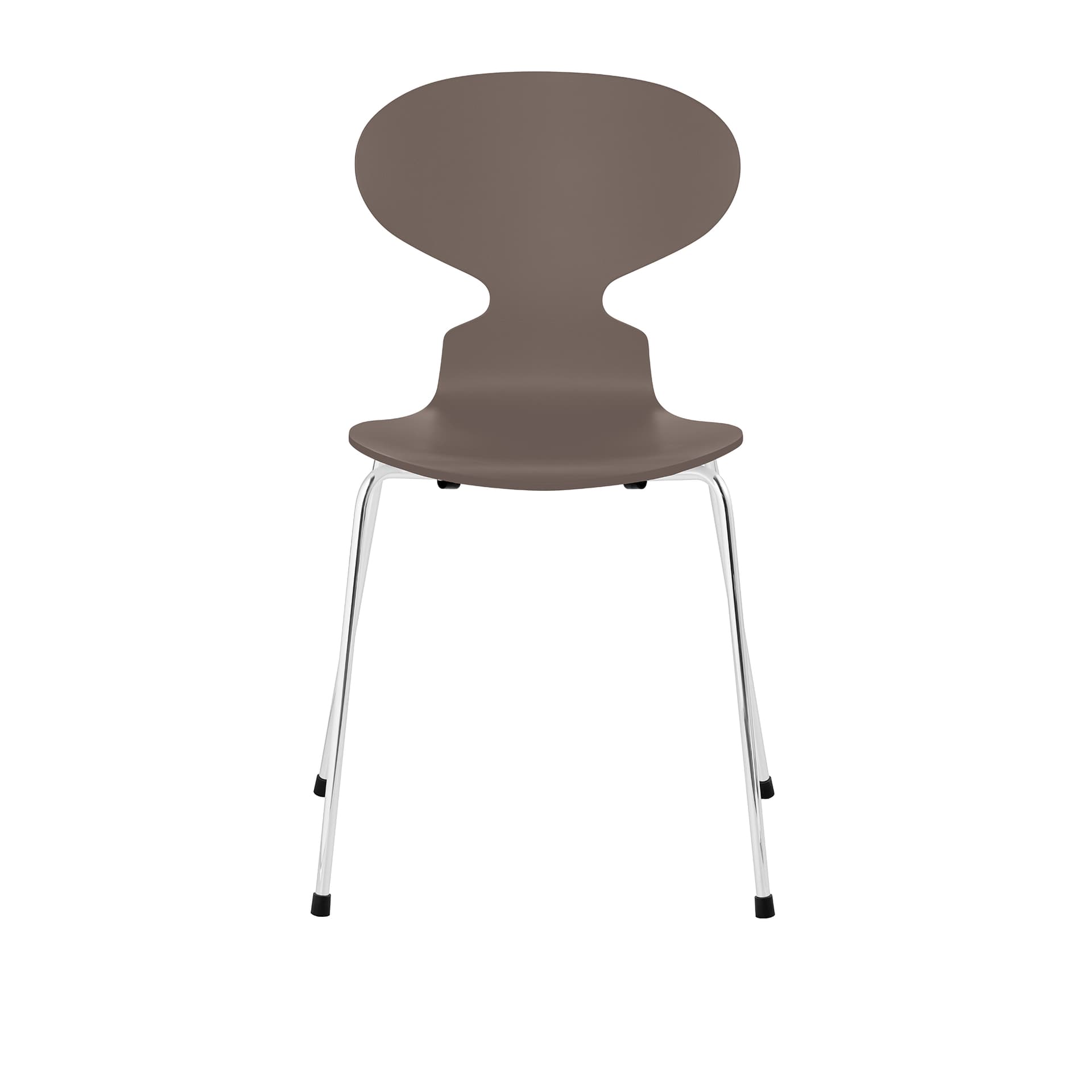 Fritz Hansen - Ant 3101 lakkert bøketrefinér stålstativ krom deep clay - Spisestoler - Arne Jacobsen