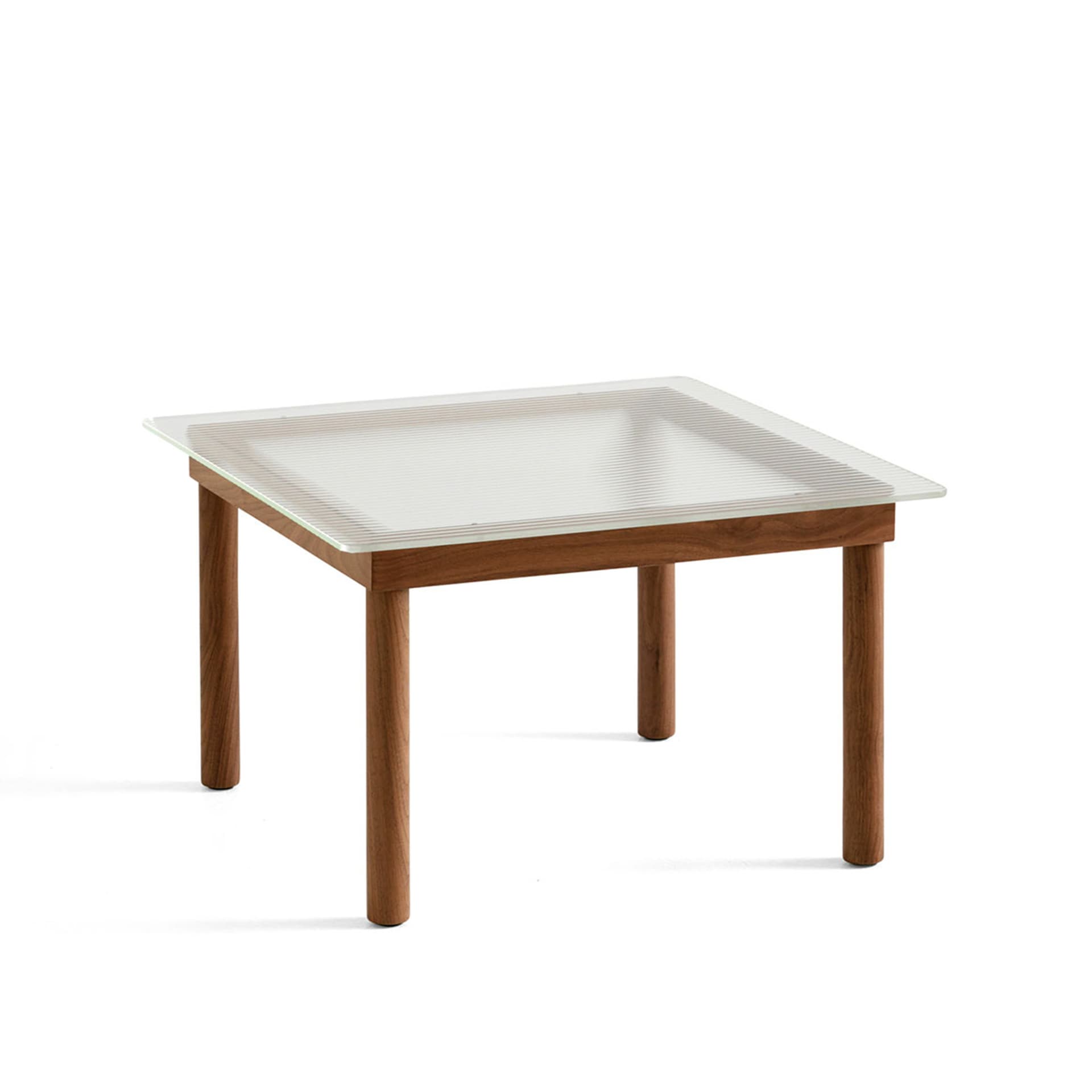 HAY - Kofi Water-Based Lacquered Walnut Frame W. Clear Reeded Glass Tabletop 60X60 - Sofabord - Martin Solem - Tre farget - Glass/Tre