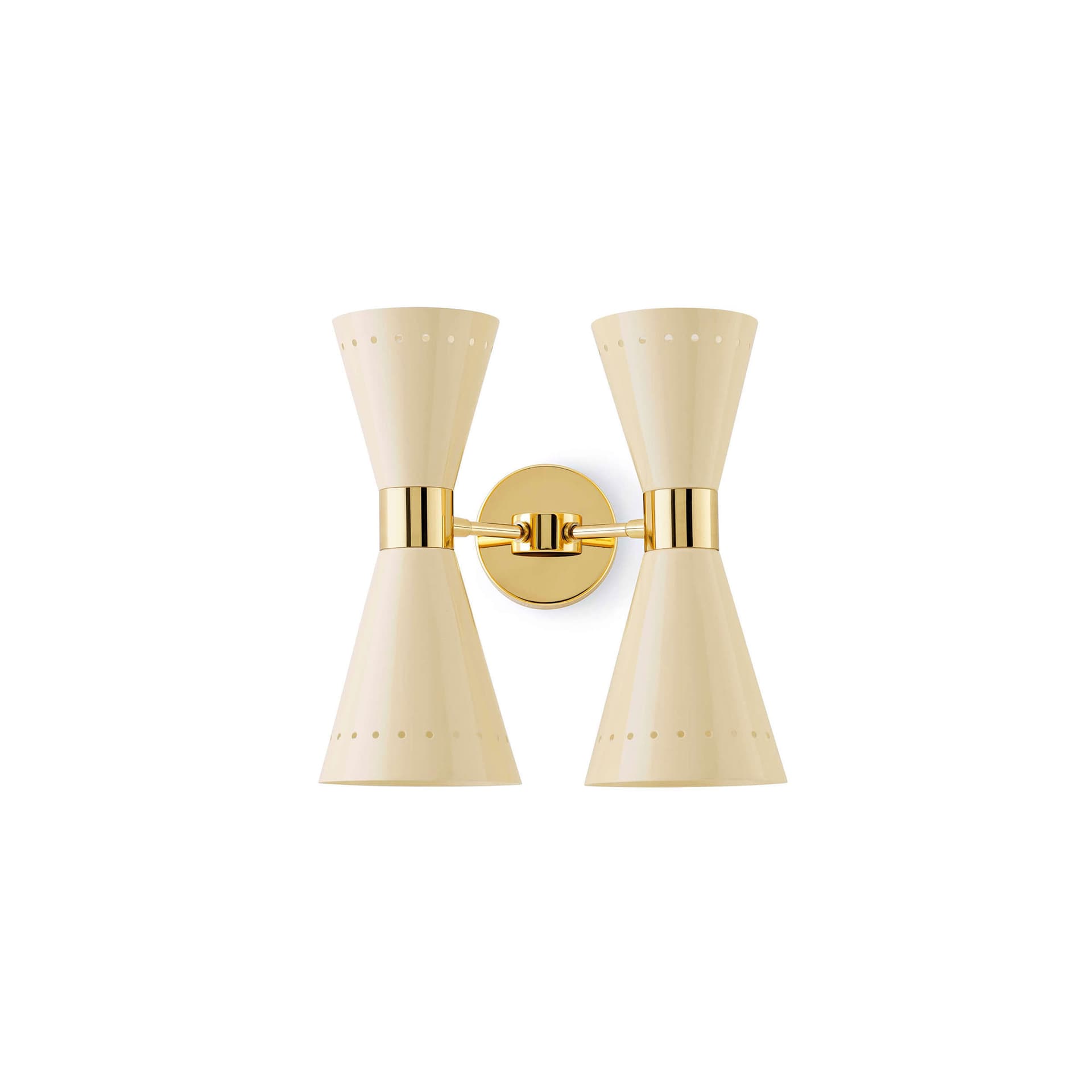 Stilnovo - Megafono Wall 2, Gold/Ivory - Vegglamper - Hvit - Metall