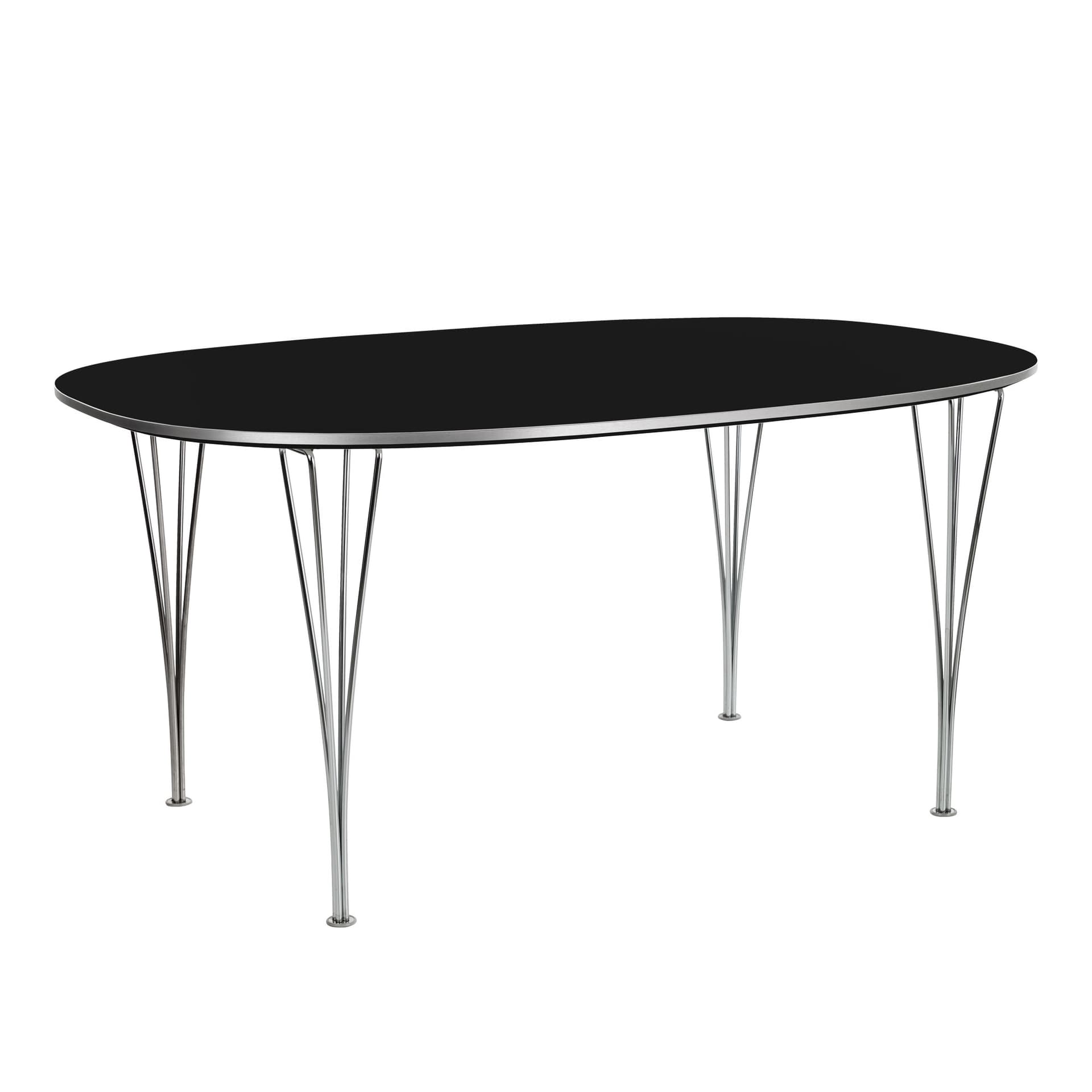 Fritz Hansen - B616 Superellips, 100x170 cm, Laminat, Svart, Krom - Spisebord - Arne Jacobsen,Bruno Mathsson,Piet Hein - Svart - Metall/Tre