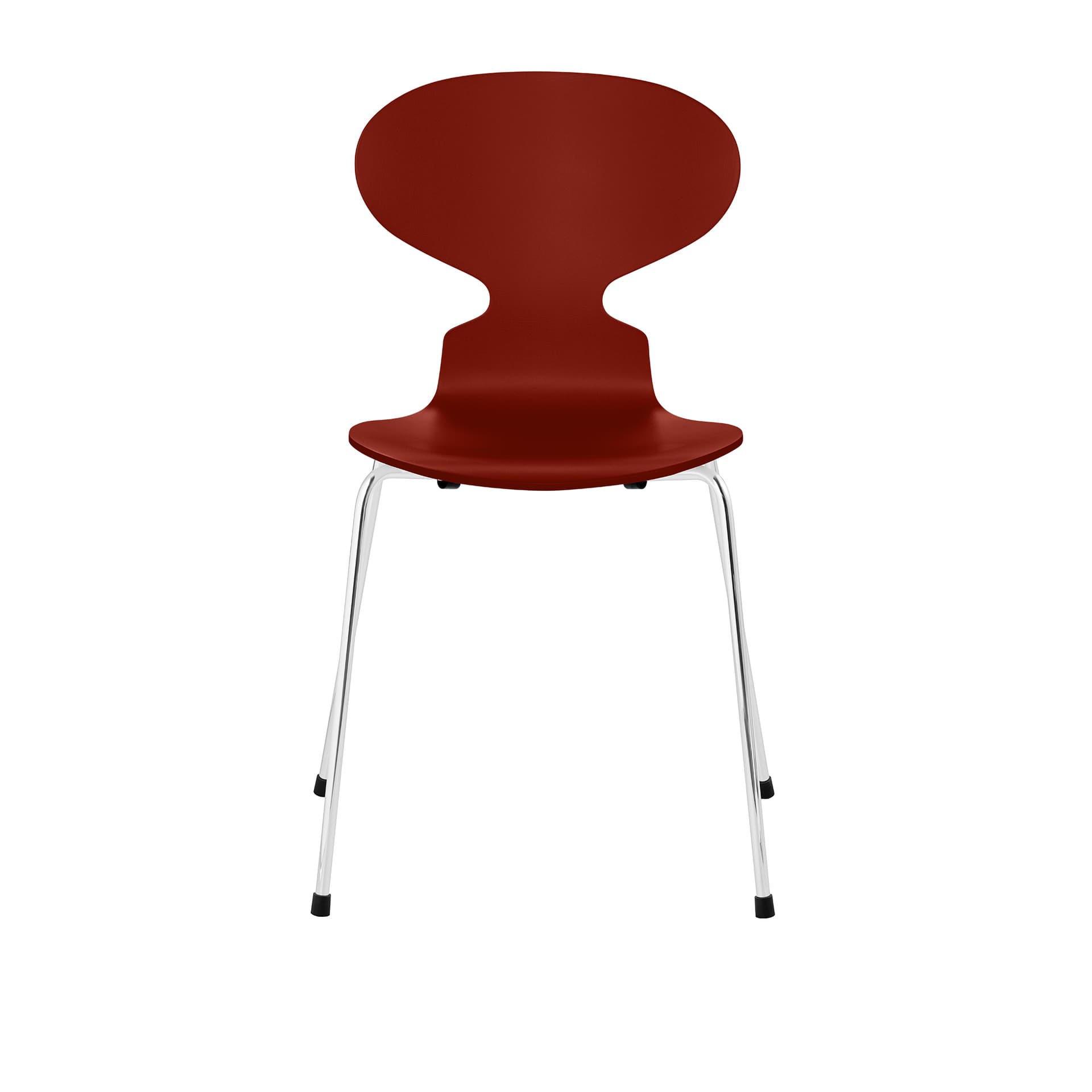Fritz Hansen - Ant 3101 lakkert bøketrefinér stålstativ krom venetian red - Spisestoler - Arne Jacobsen - Rød - Metall/Tre
