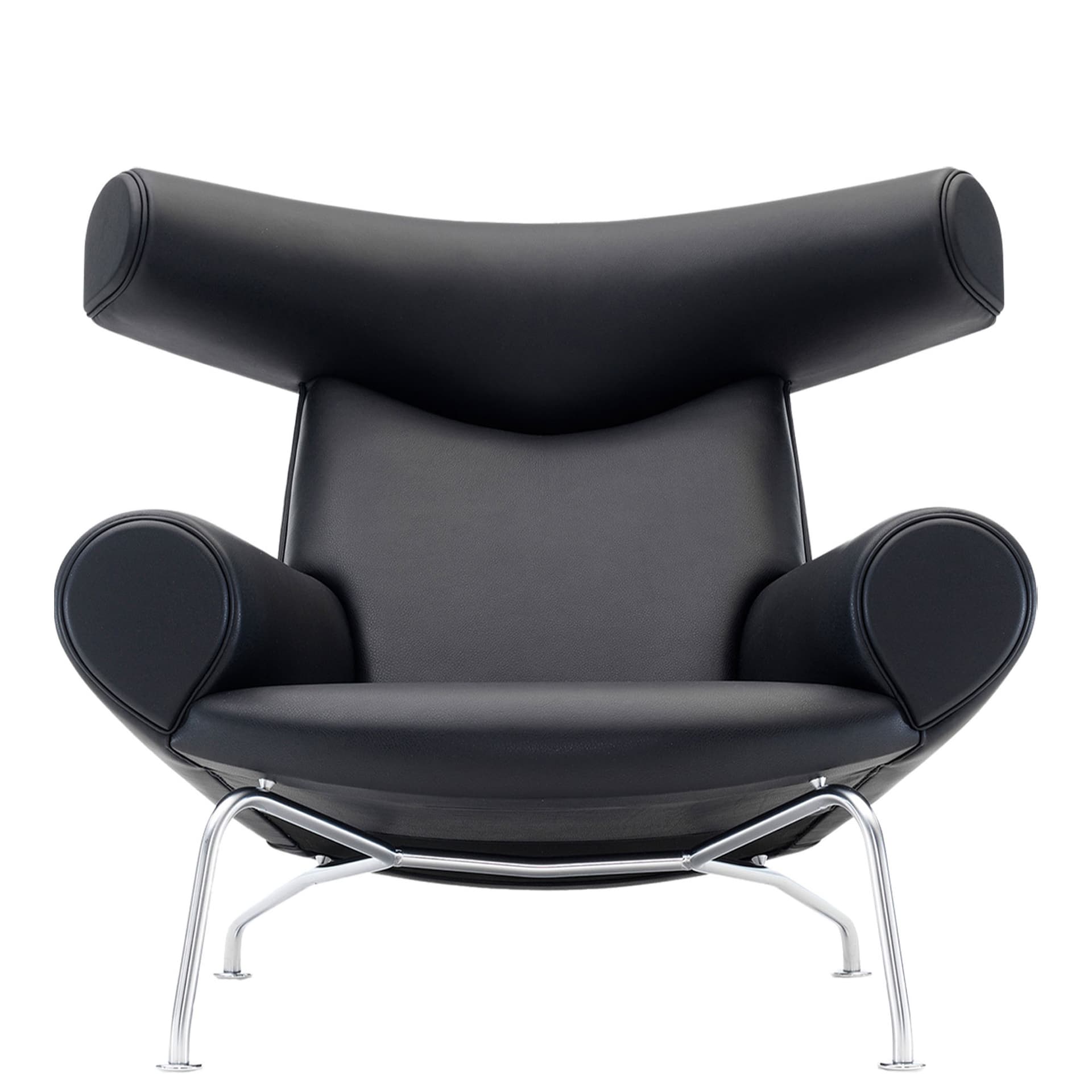 Fredericia Furniture - Wegner Ox Chair, Chrome, Leather Cat. 3 Max 98 Black - Lenestoler - Hans J. Wegner - Svart - Lær/Metall