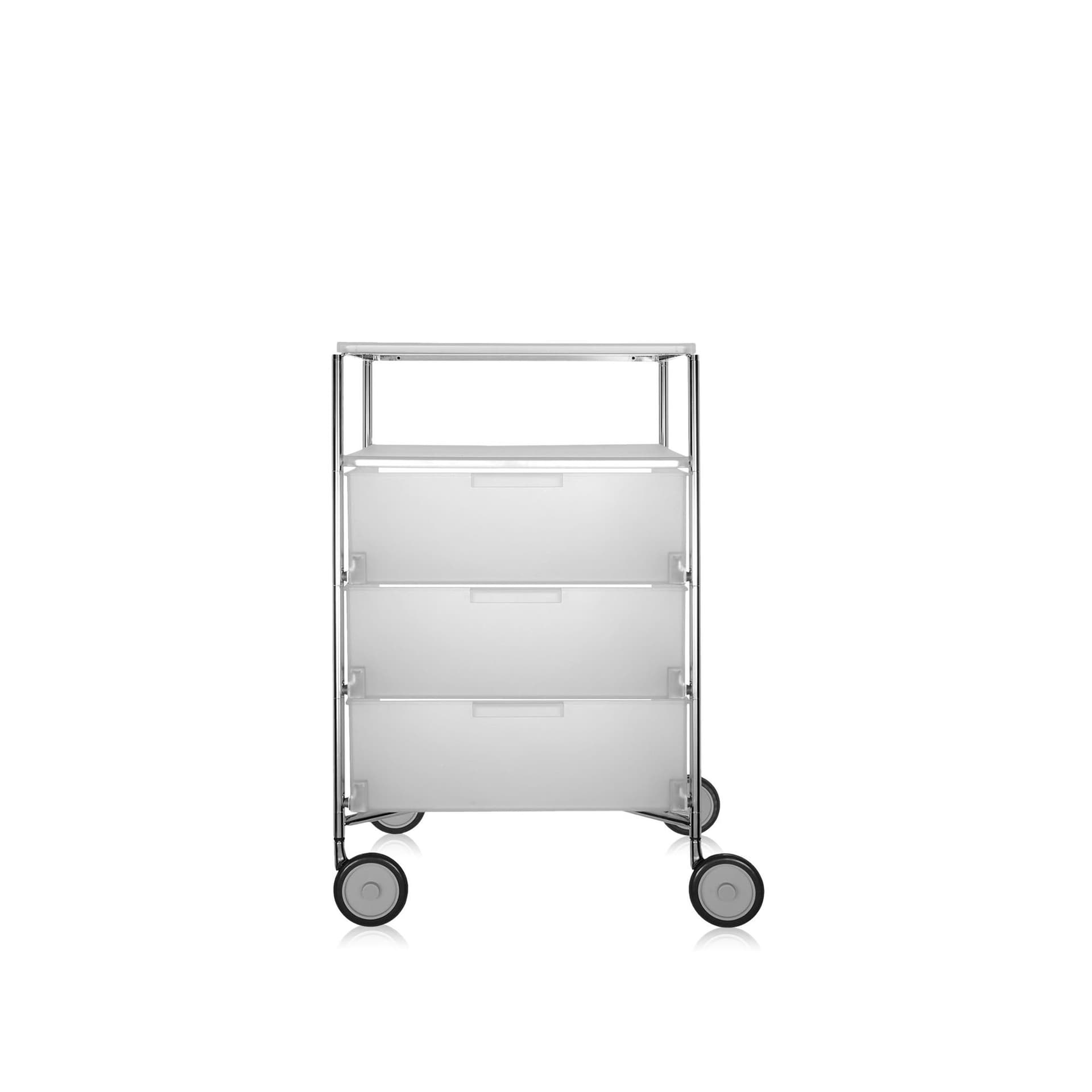 Kartell - Mobil 3 Drawers / 1 Shelf with Wheels Ice - Skuffeseksjoner - Atonio Citterio,Oliver Löw - Hvit - Metall/Plast