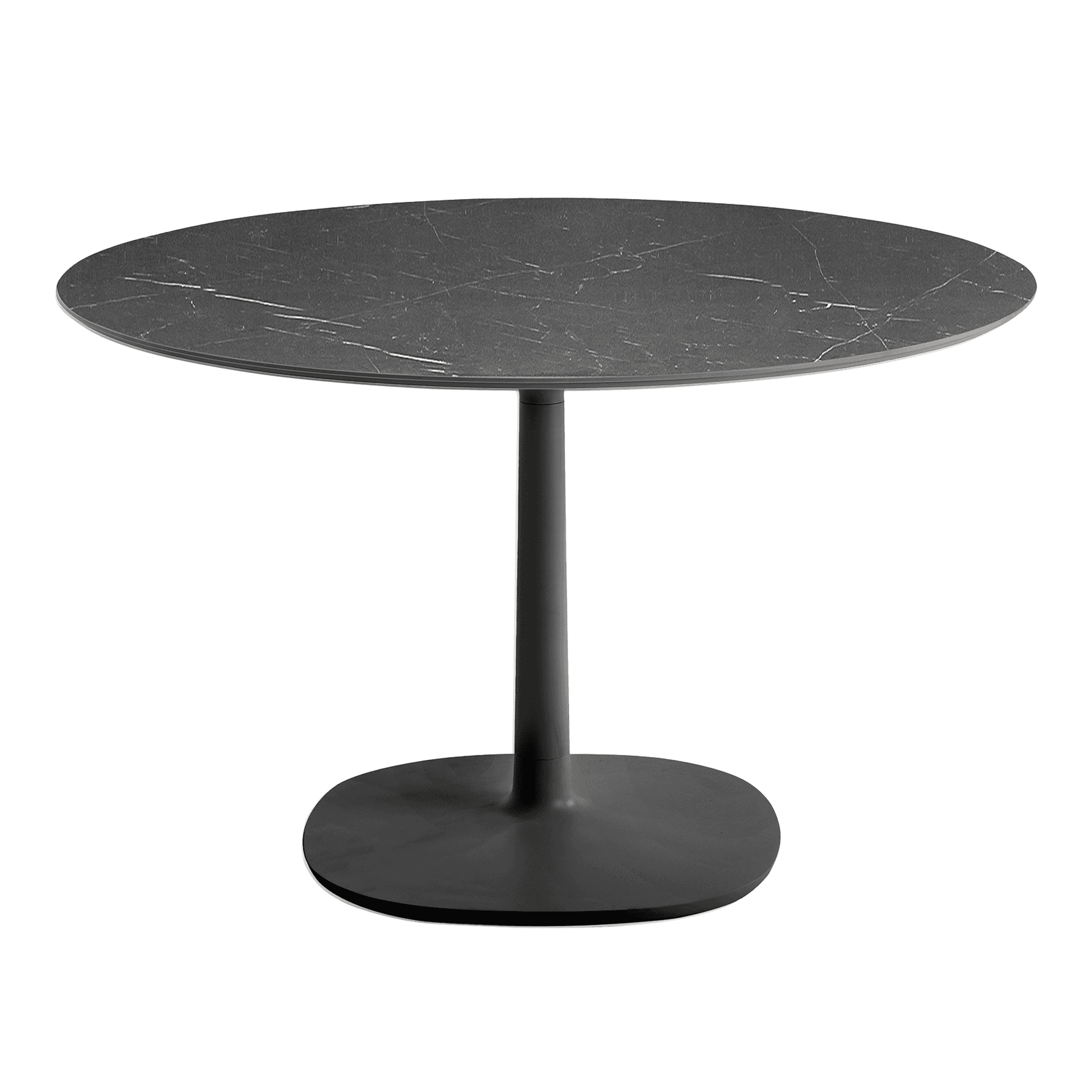 Kartell - Multiplo 4136 rundt bord Ø135 med stor kvadratisk base svart marmor - Spisebord - Antonio Citterio - Svart - Naturlig materiale/Metall