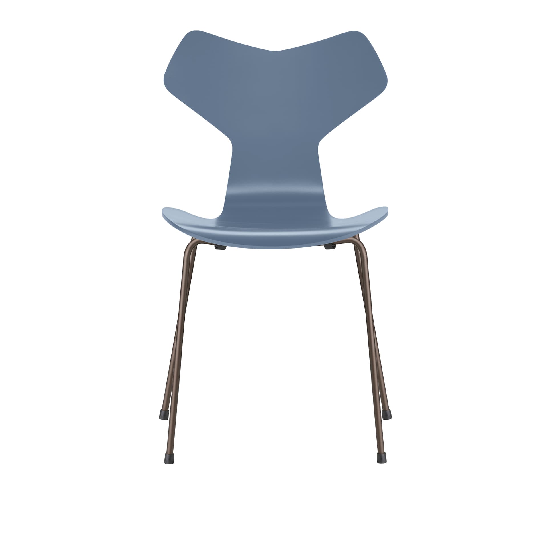 Fritz Hansen - 3130 Grand Prix, Lackad, Dusk Blue, Underrede Brown Bronze - Spisestoler - Arne Jacobsen - Blå - Metall/Tre