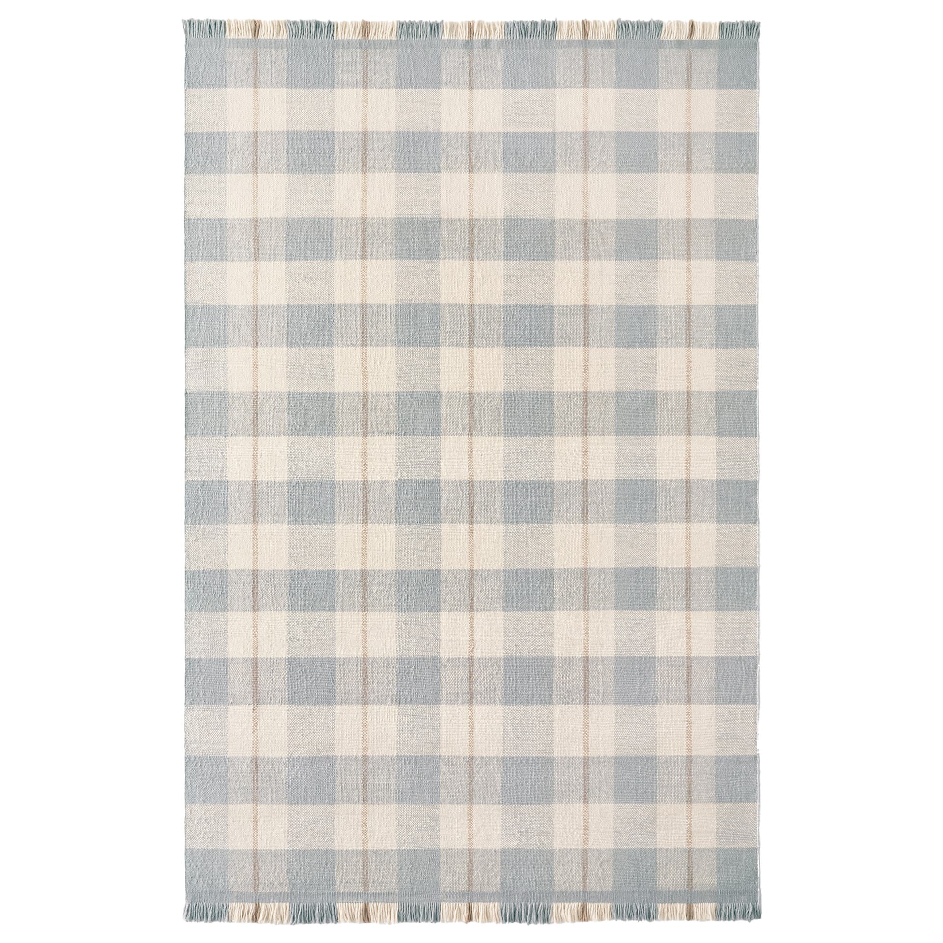 Nordic Knots - Plaid - Blue - Cream - 170x240 - Ulltepper - Blå - Ull