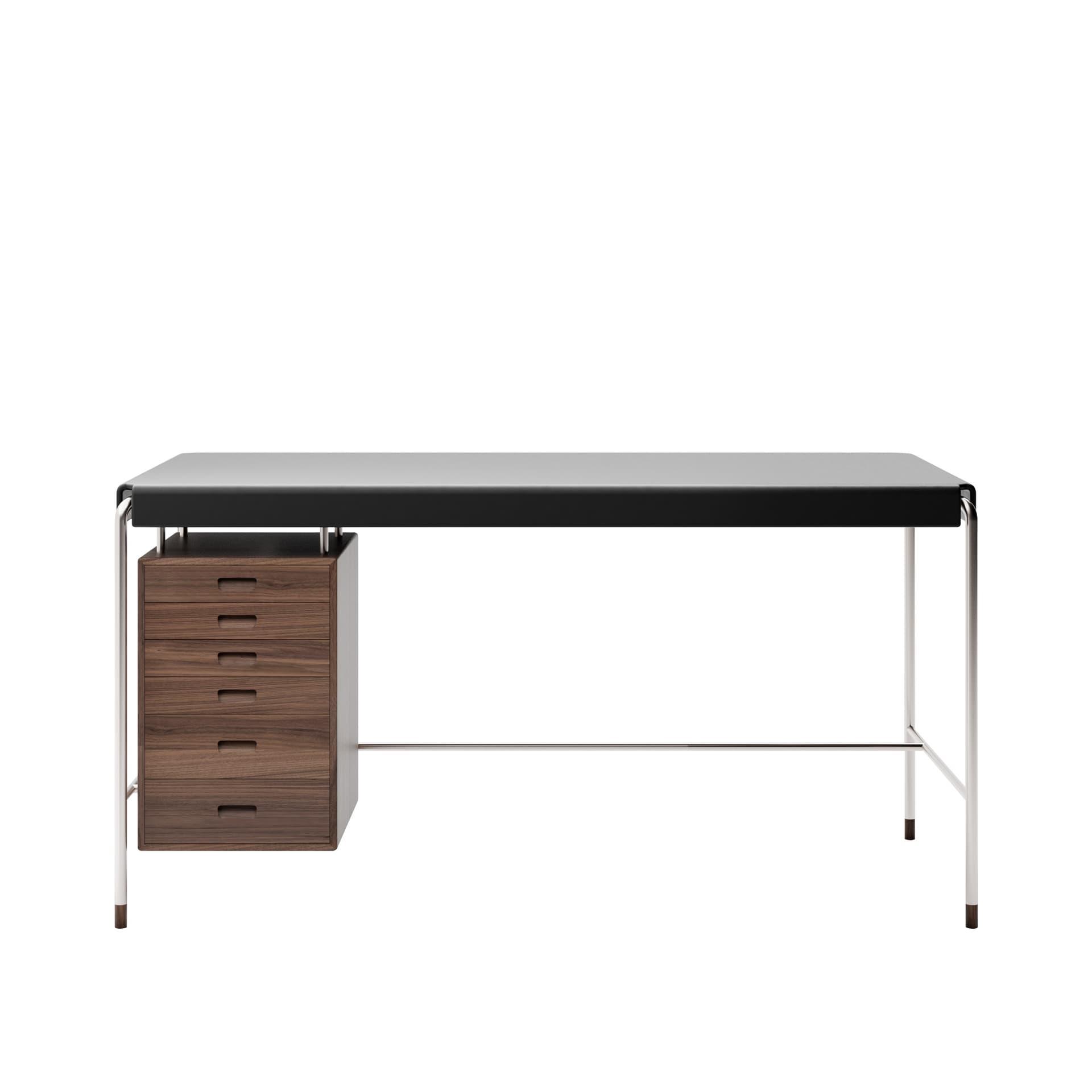 Carl Hansen - AJ52 140x70 Society Table, Valnöt, Oljad - Skrivebord - Arne Jacobsen - Tre farget,Svart - Lær/Metall/Tre