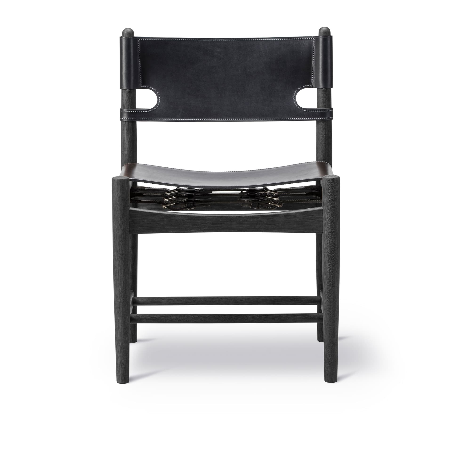 Fredericia Furniture - The Spanish Dining Chair Svartlackad ek / Svart läder - Spisestoler - Børge Mogensen - Svart - Lær/Tre