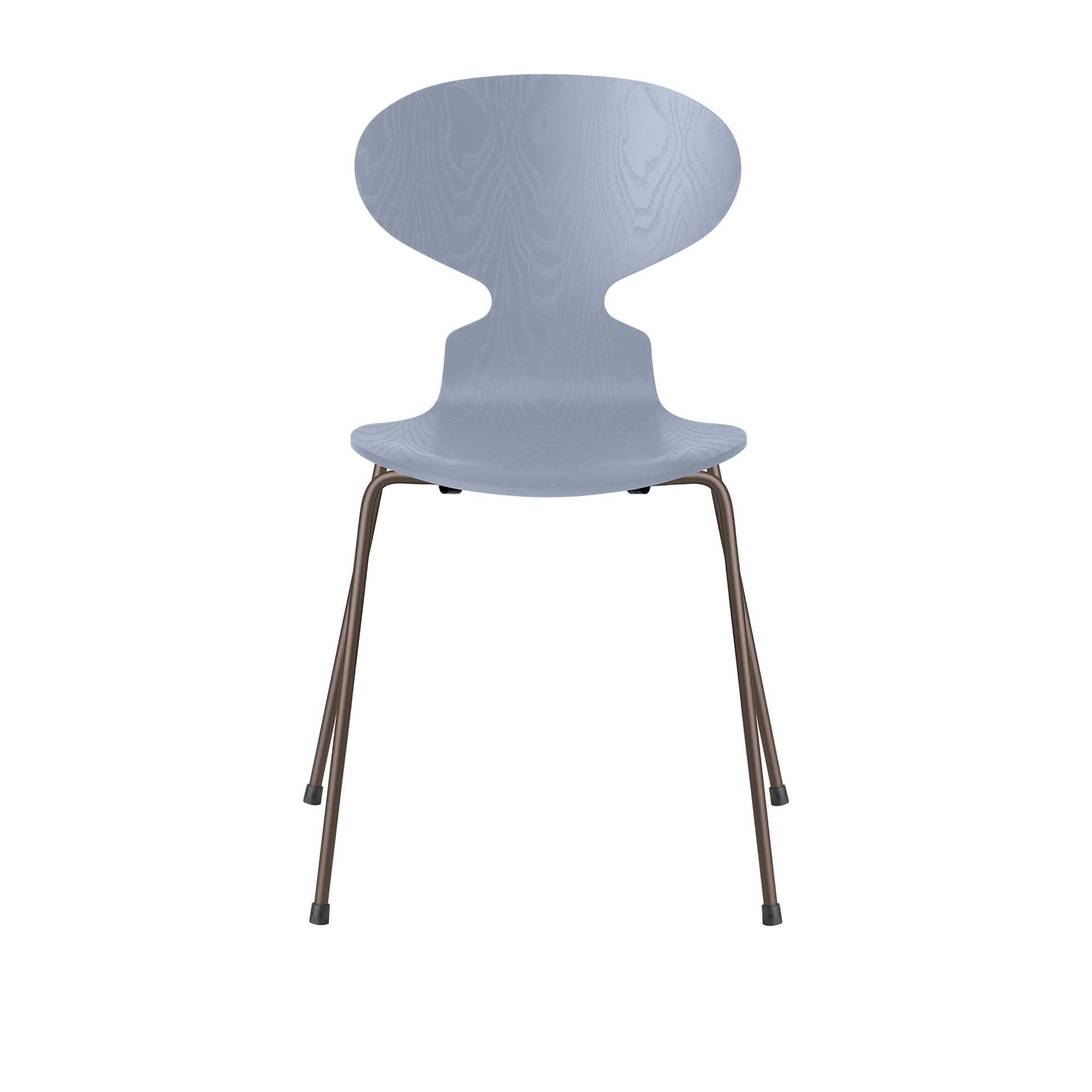 Fritz Hansen - Ant 3101 farget asketrefinér stålstativ brun bronse lavender blue - Spisestoler - Arne Jacobsen - Blå - Metall/Tre