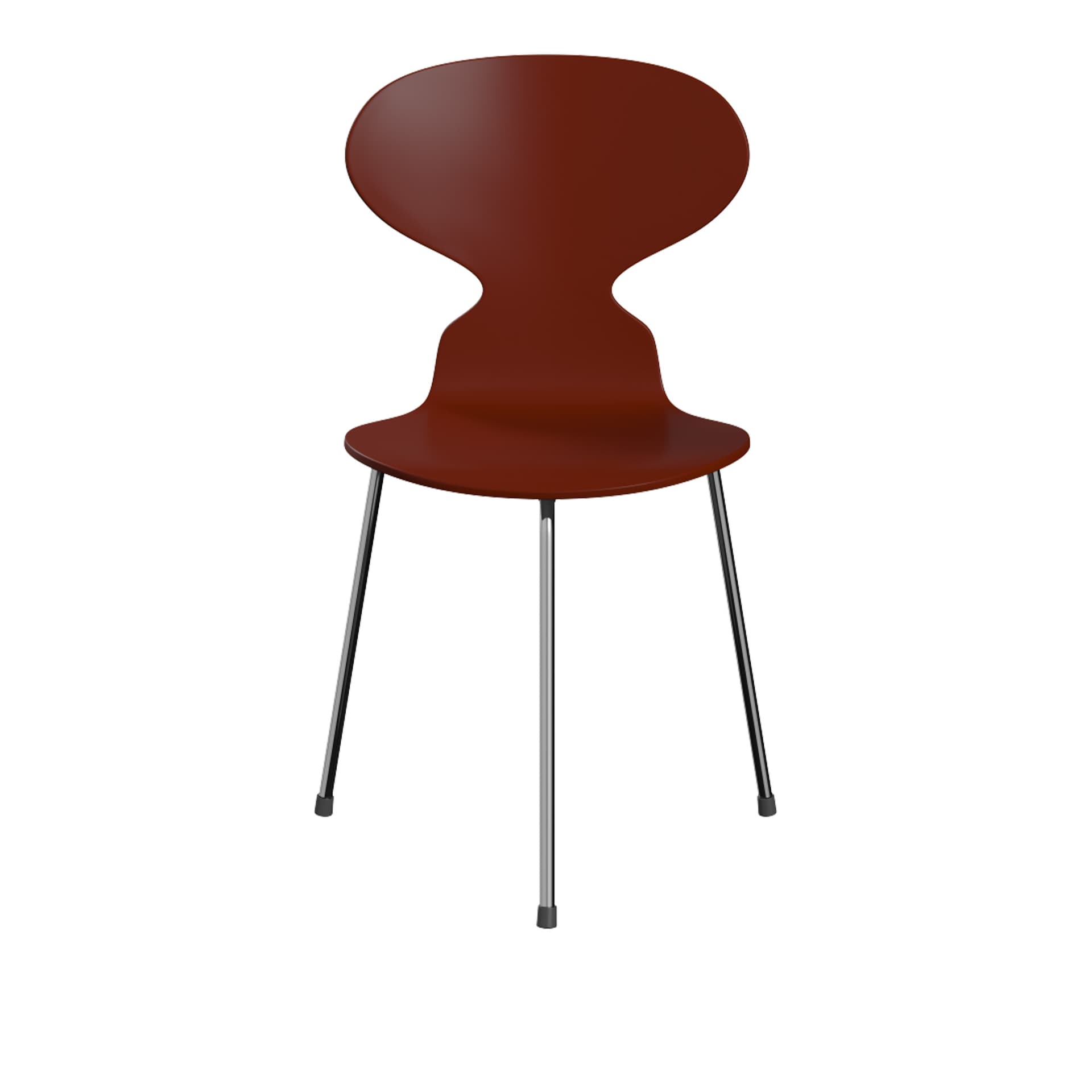 Fritz Hansen - Ant 3100 lakkert bøketrefinér stålstativ krom venetian red - Spisestoler - Arne Jacobsen - Rød - Metall/Tre