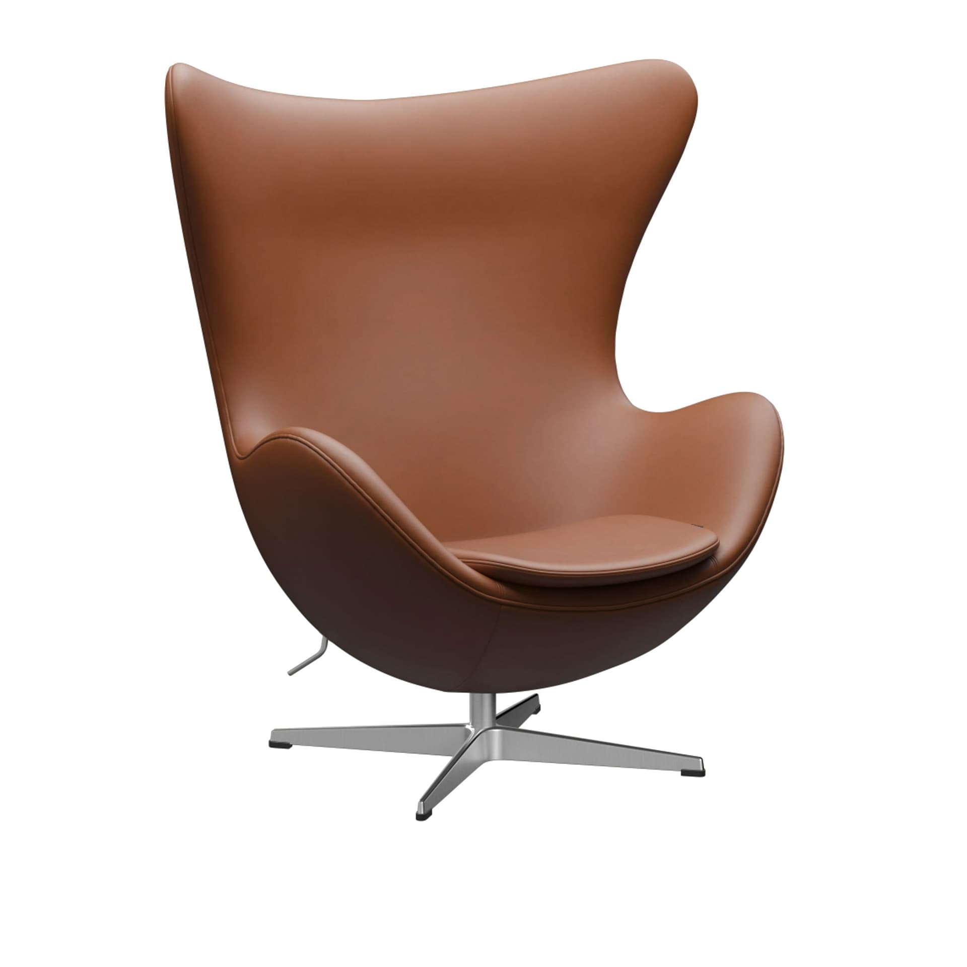 Fritz Hansen - 3316 Ägget Leather Essential - Walnut Satin Polished Aluminium - Svingbare lenestoler - Arne Jacobsen - Lær/Metall/Skum