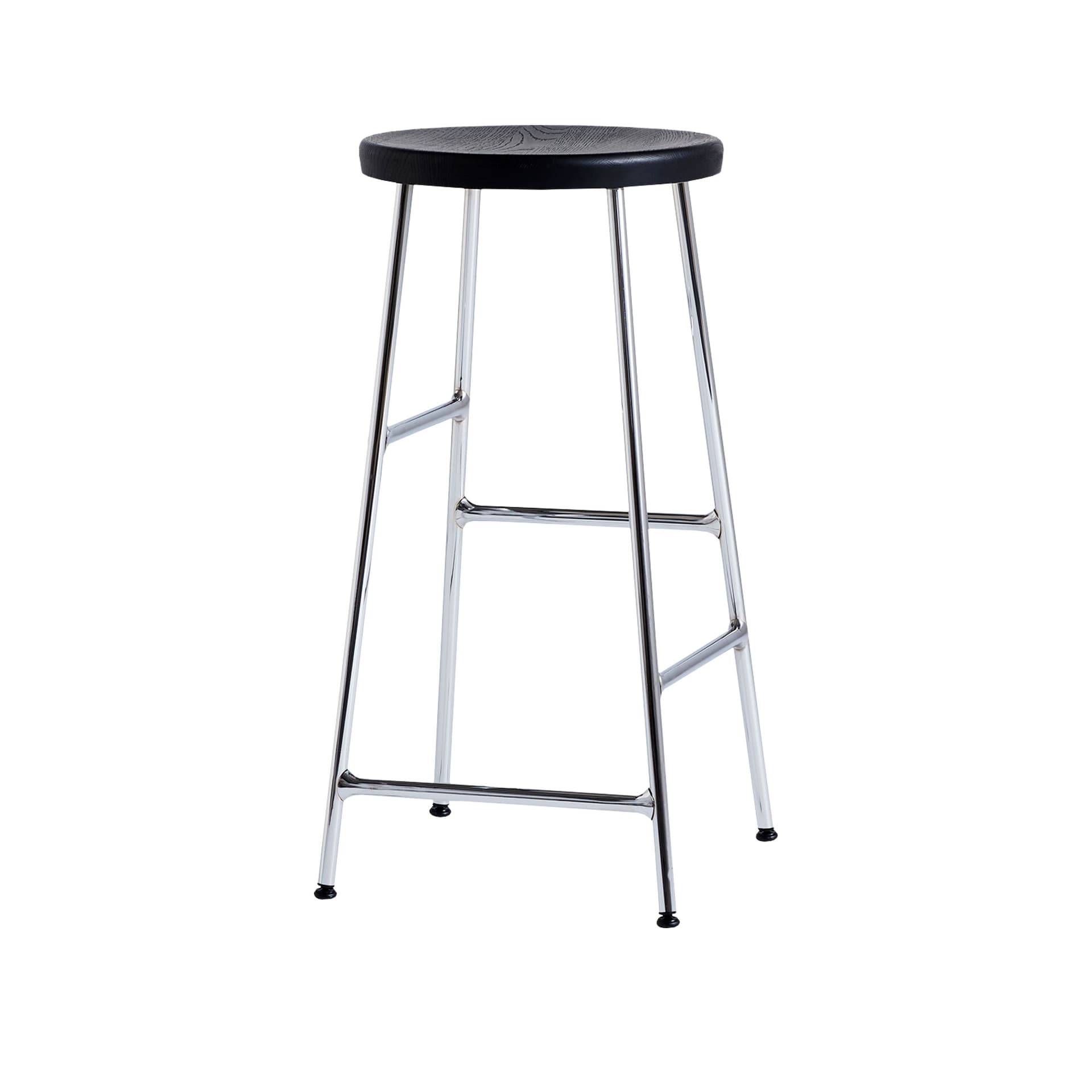HAY - Cornet Bar Stool Low - Soft Black - Chromed Steel - Barstoler & barkrakker - Jonas Trampedach - Sølv - Metall/Tre
