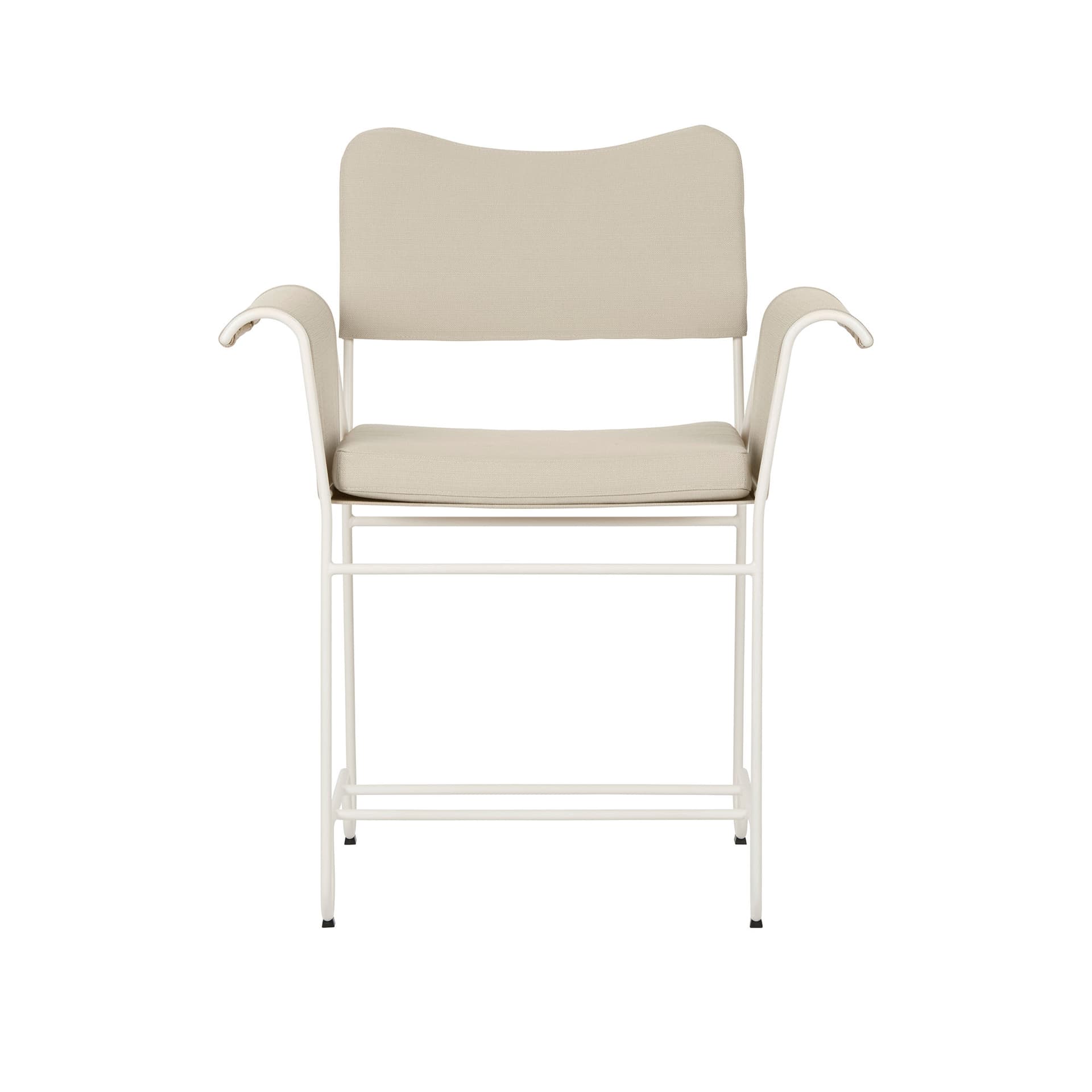 Gubi - Tropique Dining Chair - w/o Fringes Classic White Semi Matt Base, Leslie, Limonta 12 - Utendørs spisebordstoler - Mathieu Matégot - Beige - Tekstilmateriale