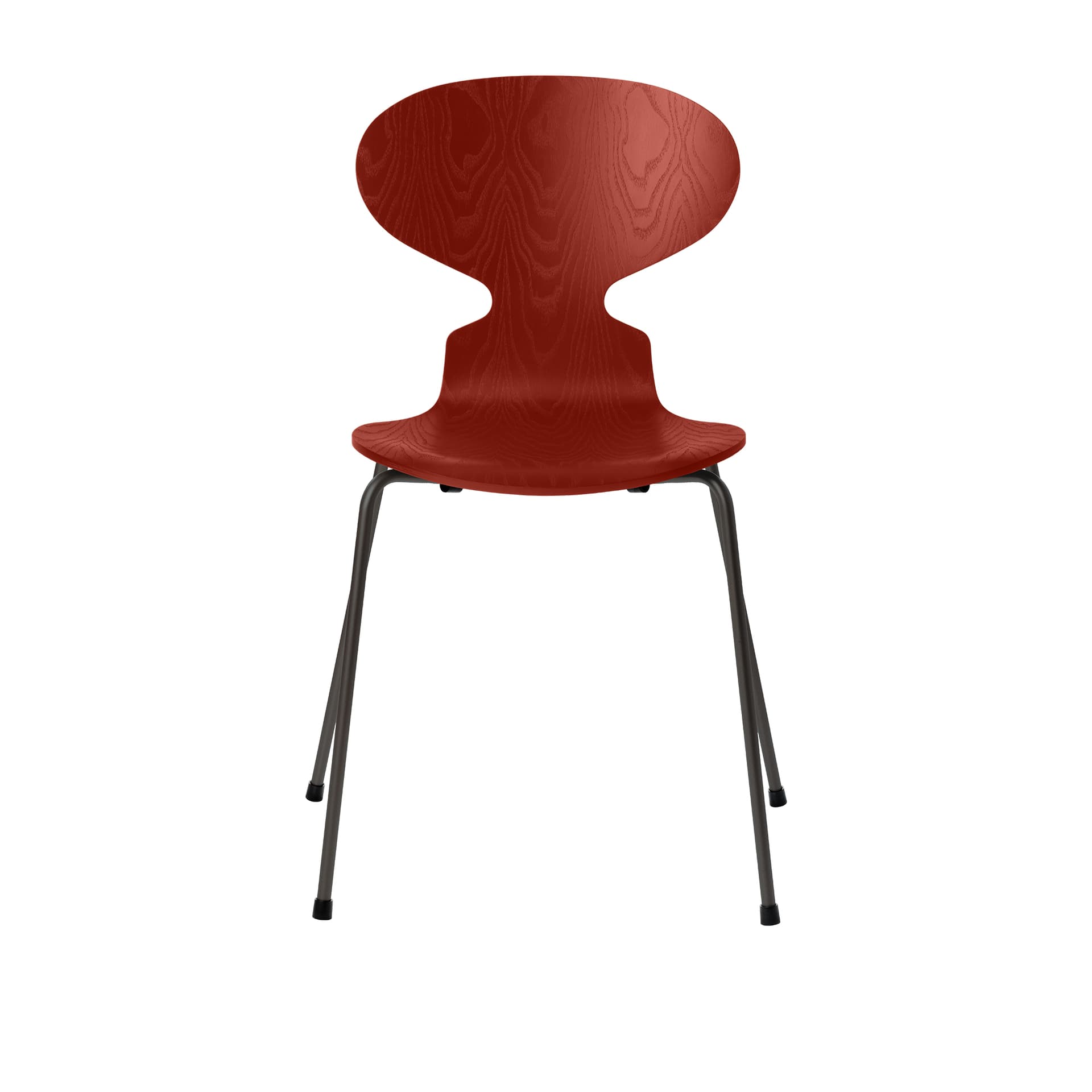 Fritz Hansen - Ant 3101 farget asketrefinér stålstativ varm grafitt venetian red - Spisestoler - Arne Jacobsen - Rød - Metall/Tre