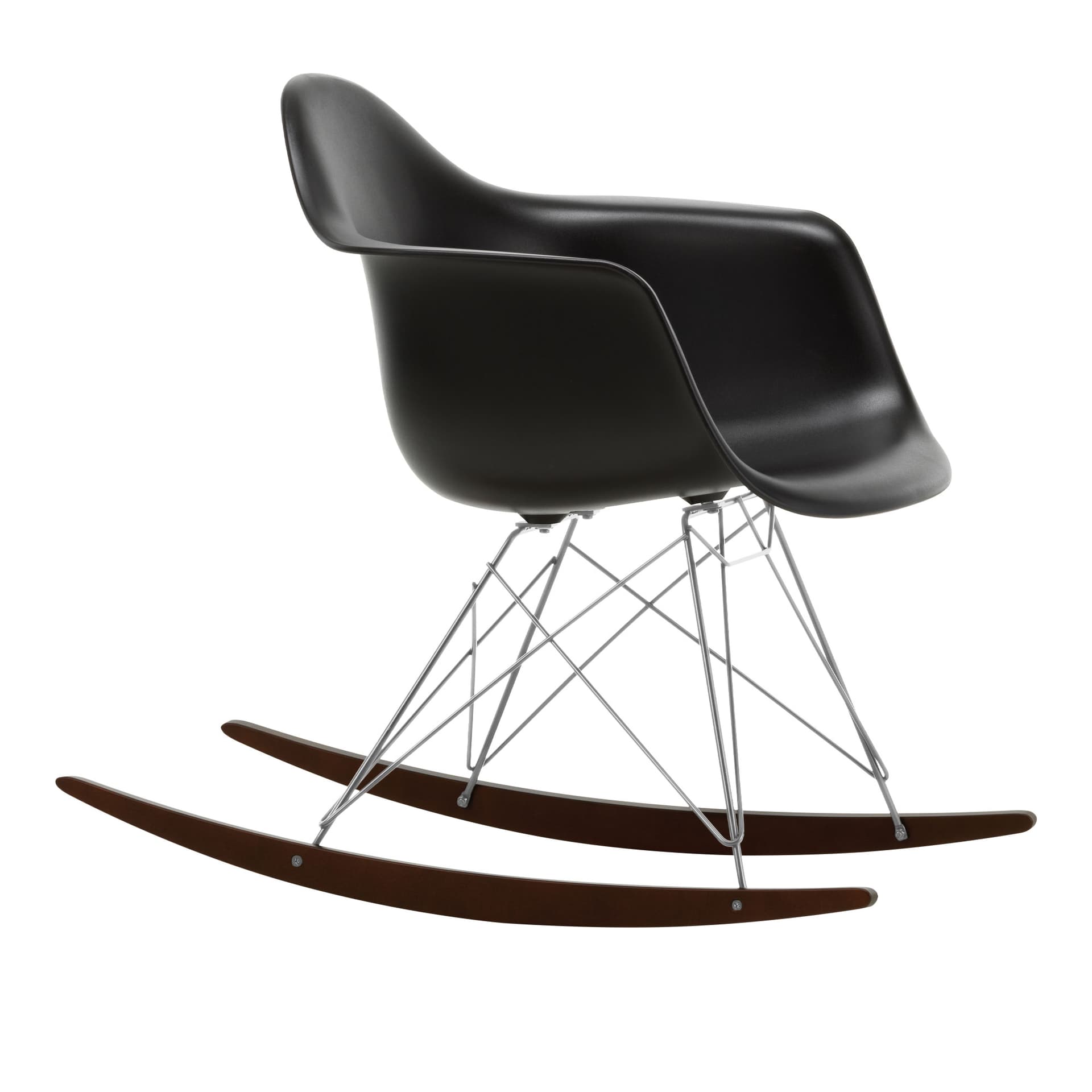 Vitra - Eames Plastic Armchair RAR - 12 Deep Black - Chrome Base - Dark Maple - Lenestoler - Charles & Ray Eames - Svart - Metall/Tre/Plast