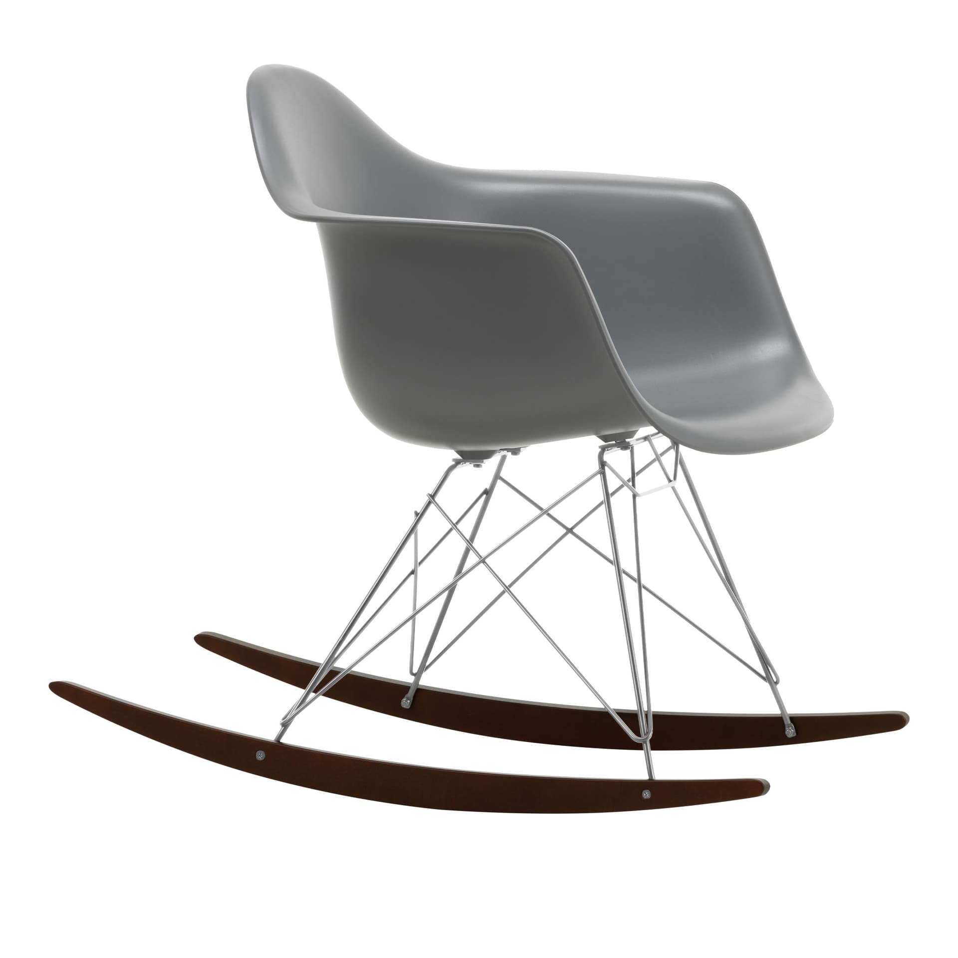 Vitra - Eames Plastic Armchair RAR - 56 Granite Grey - Chrome Base - Dark Maple - Lenestoler - Charles & Ray Eames - Grå - Metall/Tre/Plast