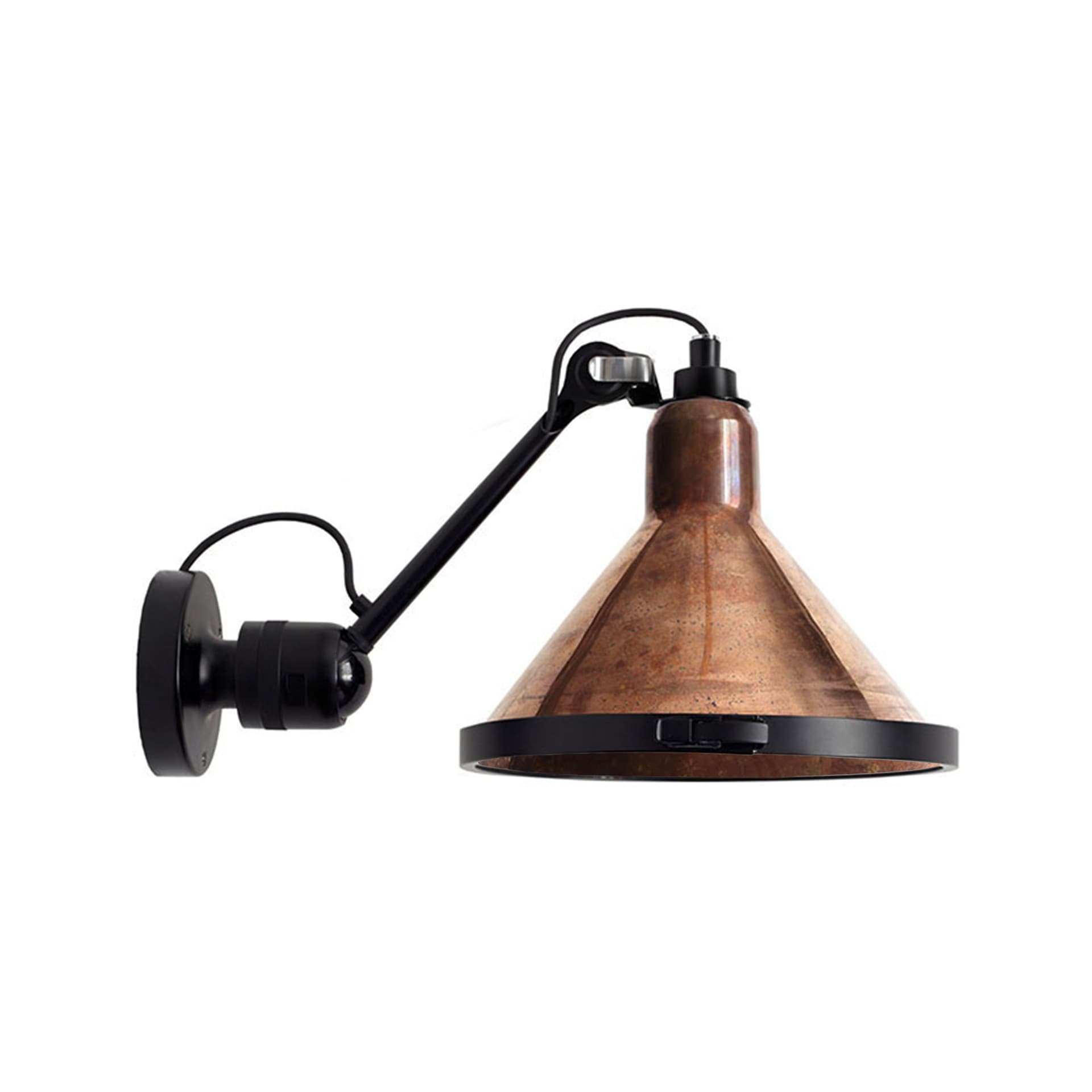 DCWéditions - Lampe Gras No 304 XL Outdoor Seaside Conic Black/Raw Copper - Utendørs vegglamper - Bernard-Albin Gras - Kobber - Glass/Metall/Syntetisk materiale
