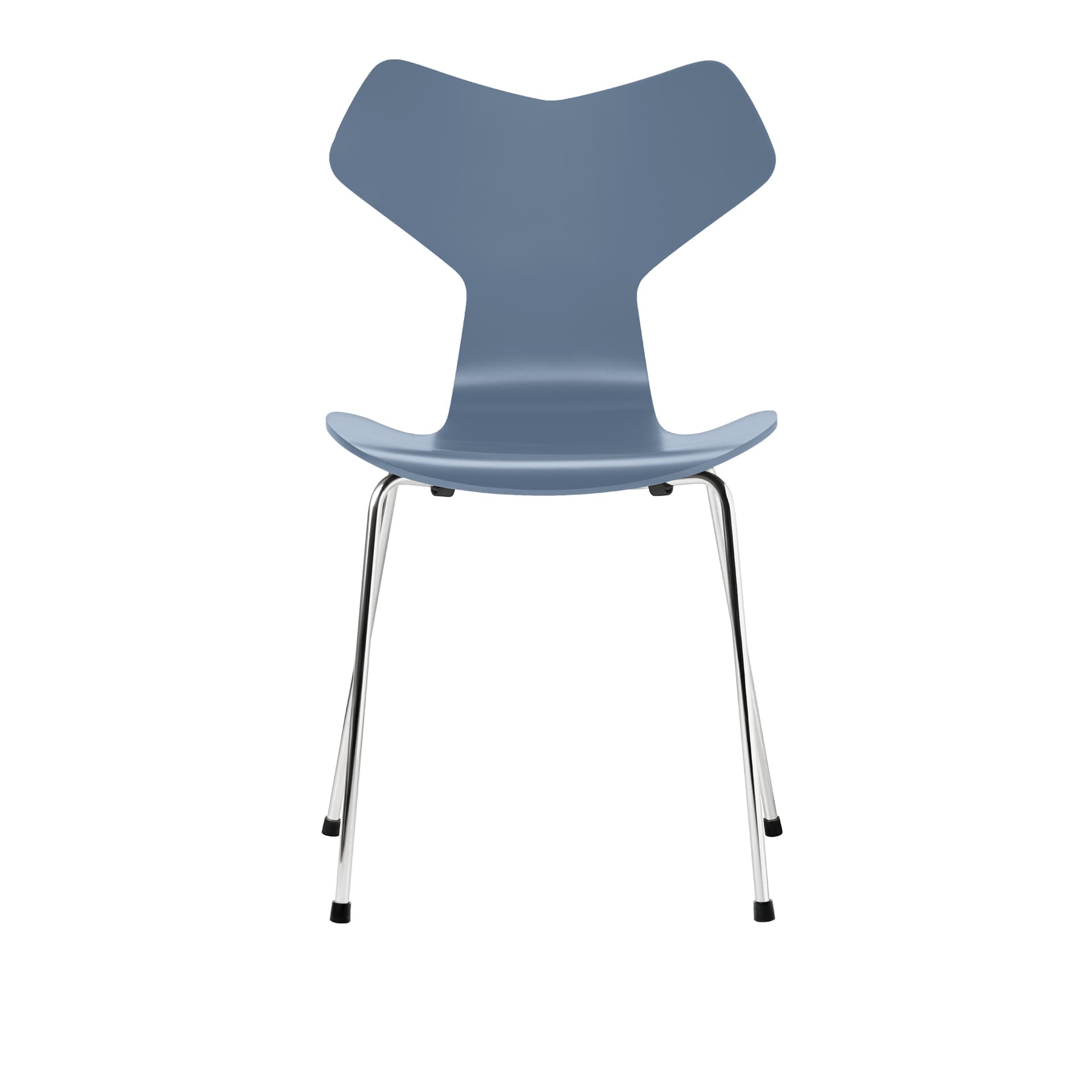 Fritz Hansen - 3130 Grand Prix, Lackad, Dusk Blue, Underrede Förkromat Stål - Spisestoler - Arne Jacobsen - Blå - Metall/Tre