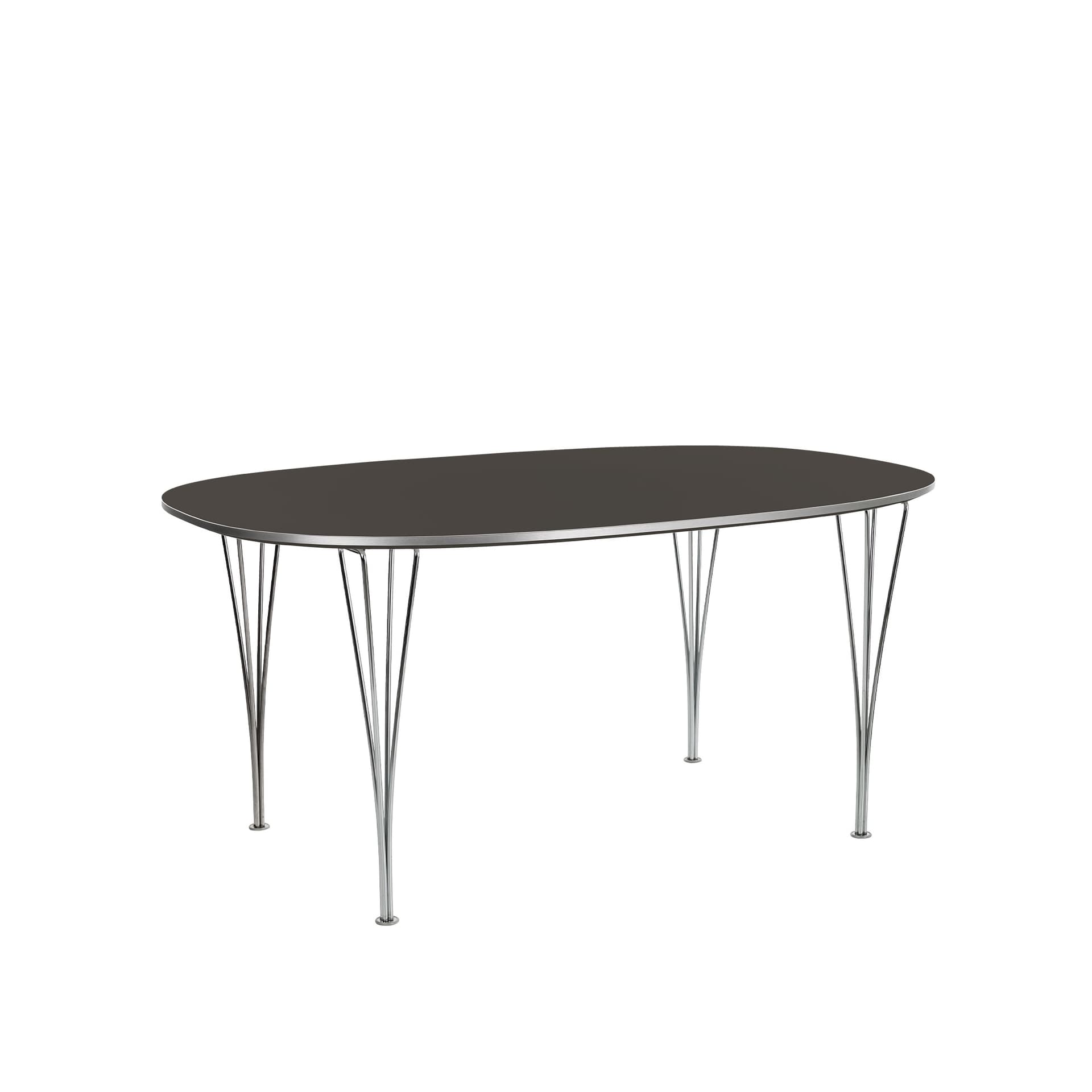 Fritz Hansen - B614 Superellips 120 x 240 cm Laminat - Grå/Krom - Spisebord - Arne Jacobsen,Bruno Mathsson,Piet Hein - Grå - Metall/Tre