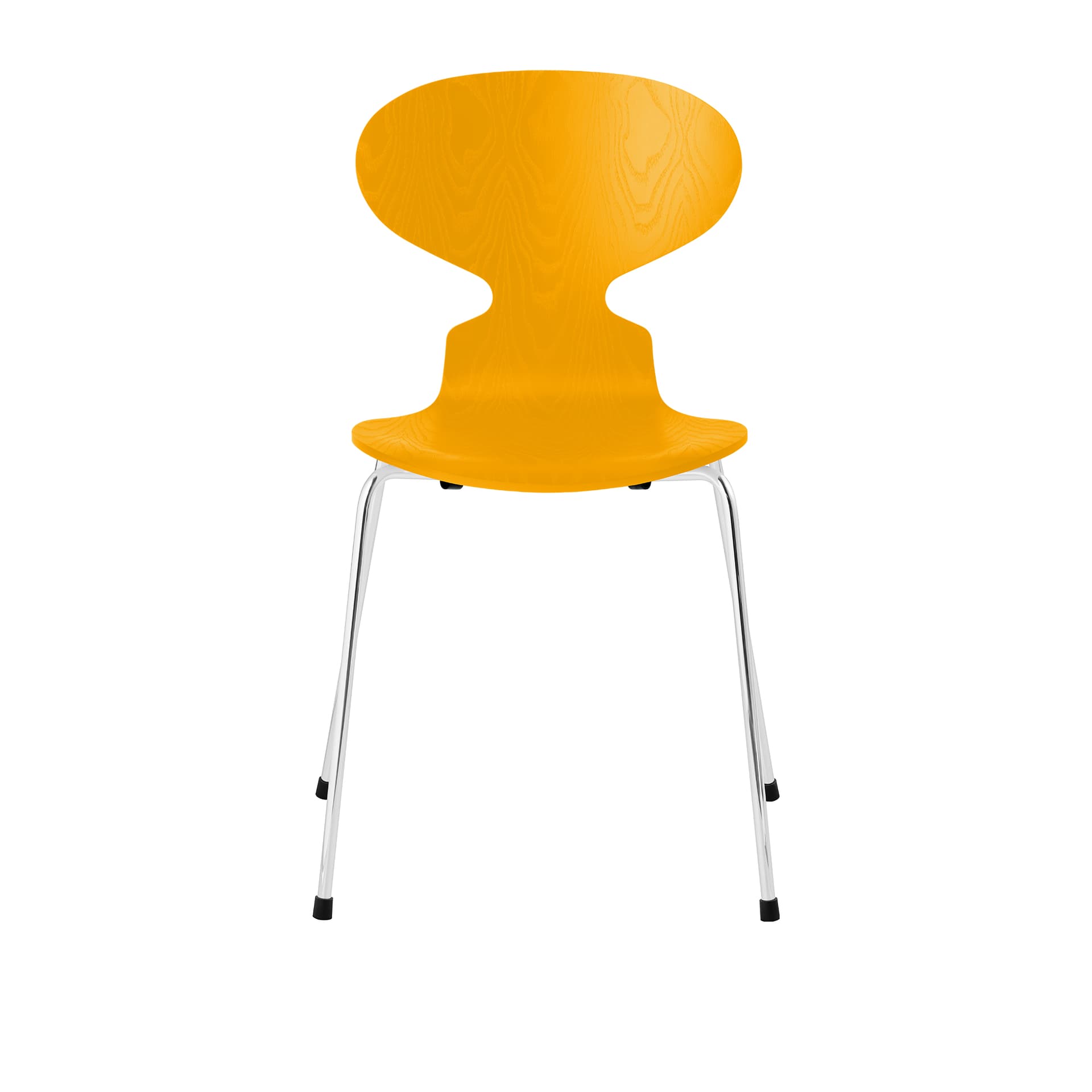 Fritz Hansen - Ant 3101 farget asketrefinér stålstativ krom true yellow - Spisestoler - Arne Jacobsen - Gul - Metall/Tre