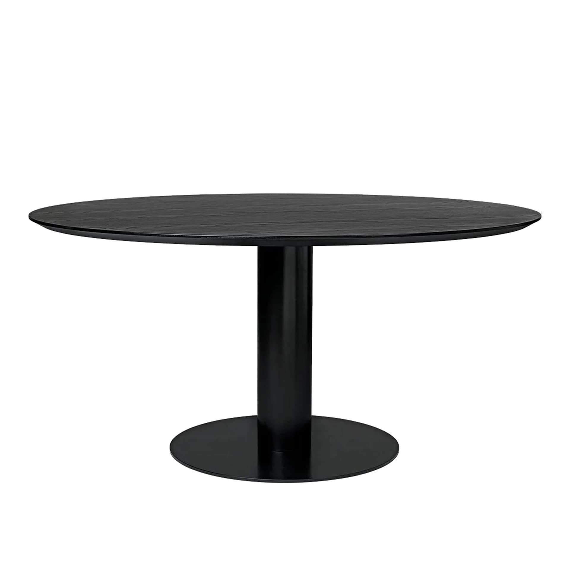 Gubi - GUBI 2.0 Dining Table, Ø 150 cm, Skiva: Trä - Svartbetsad ask, Bas: Svart - Spisebord - Svart - Metall/Tre